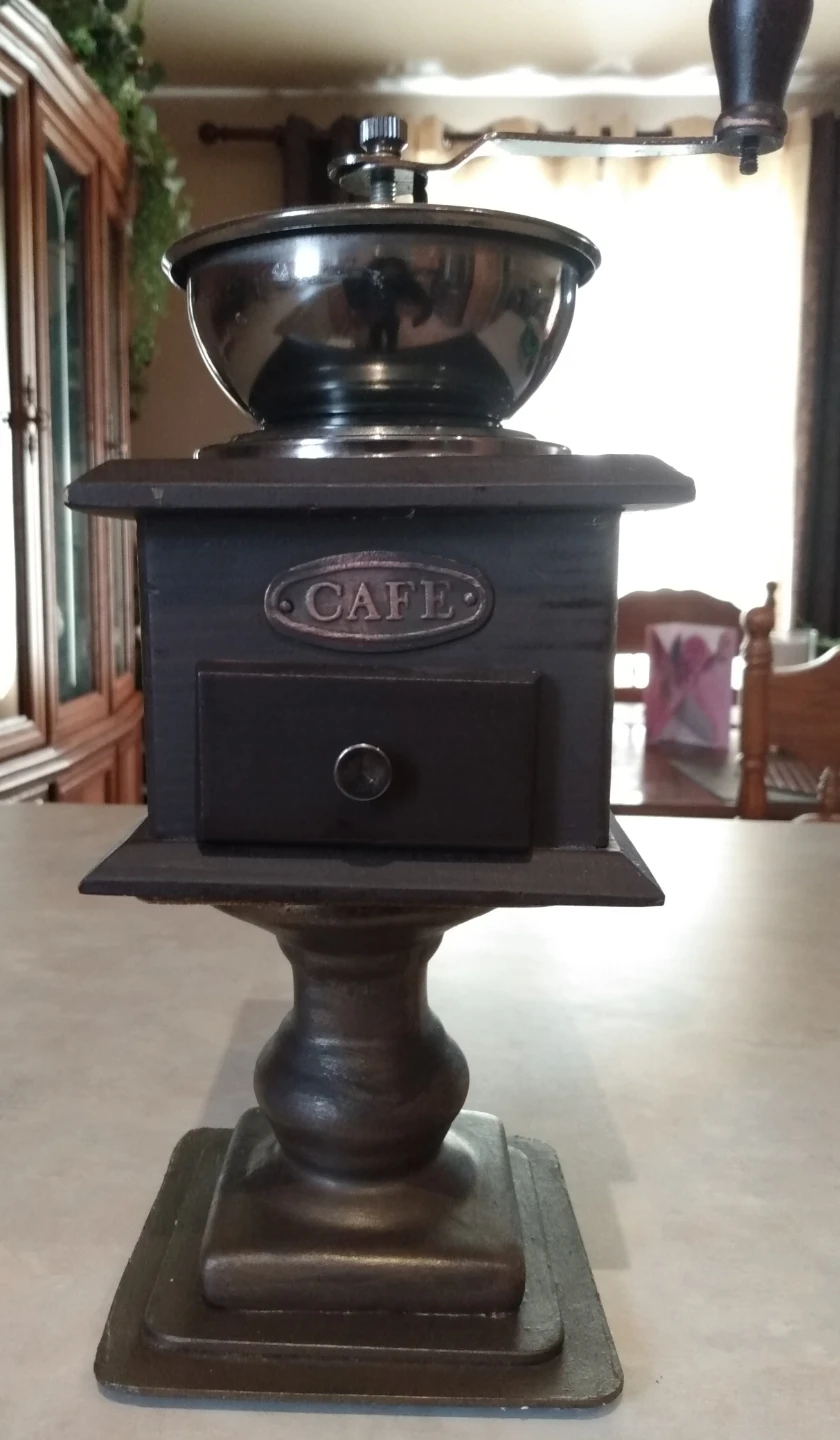 Antique  Wooden Manual Coffee Grinder with stand - photo 2
