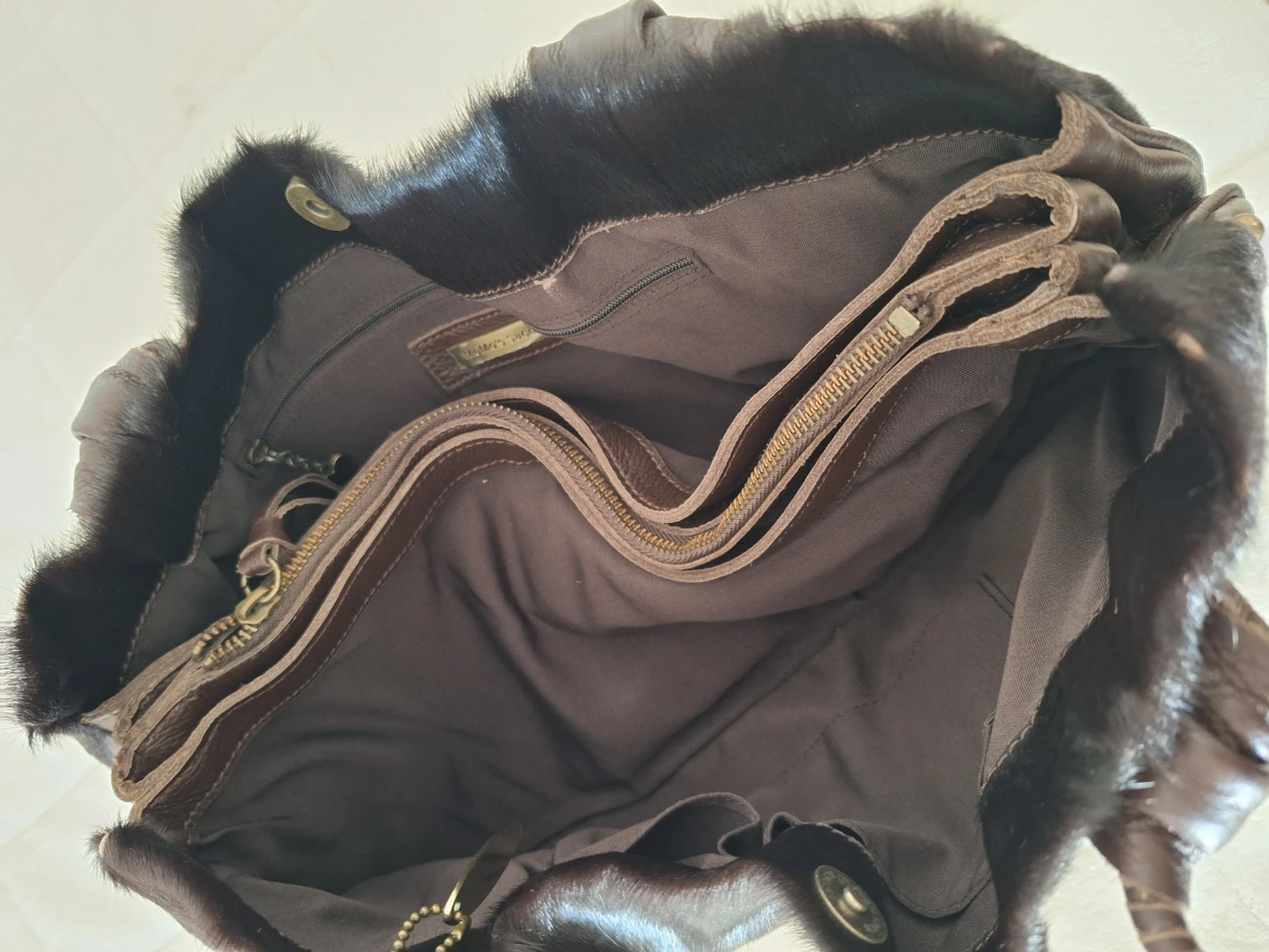 Memo's Saccs Brown Calf Hair and Leather Shoulder Bag - photo 4