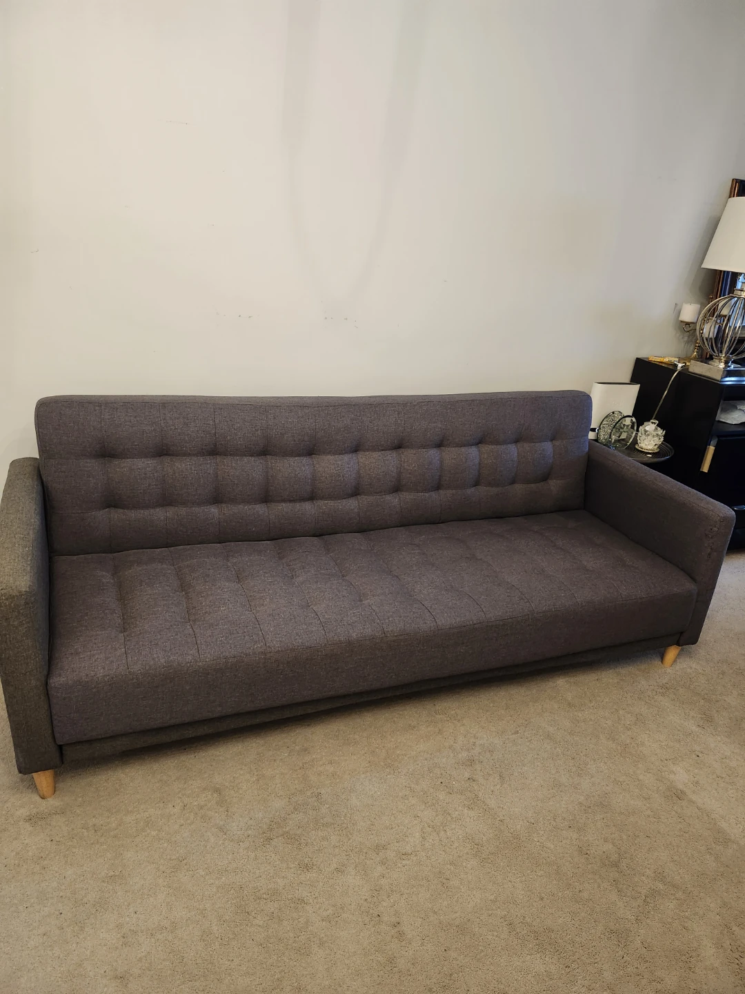 Grey Tufted Sofa Bed - photo 4