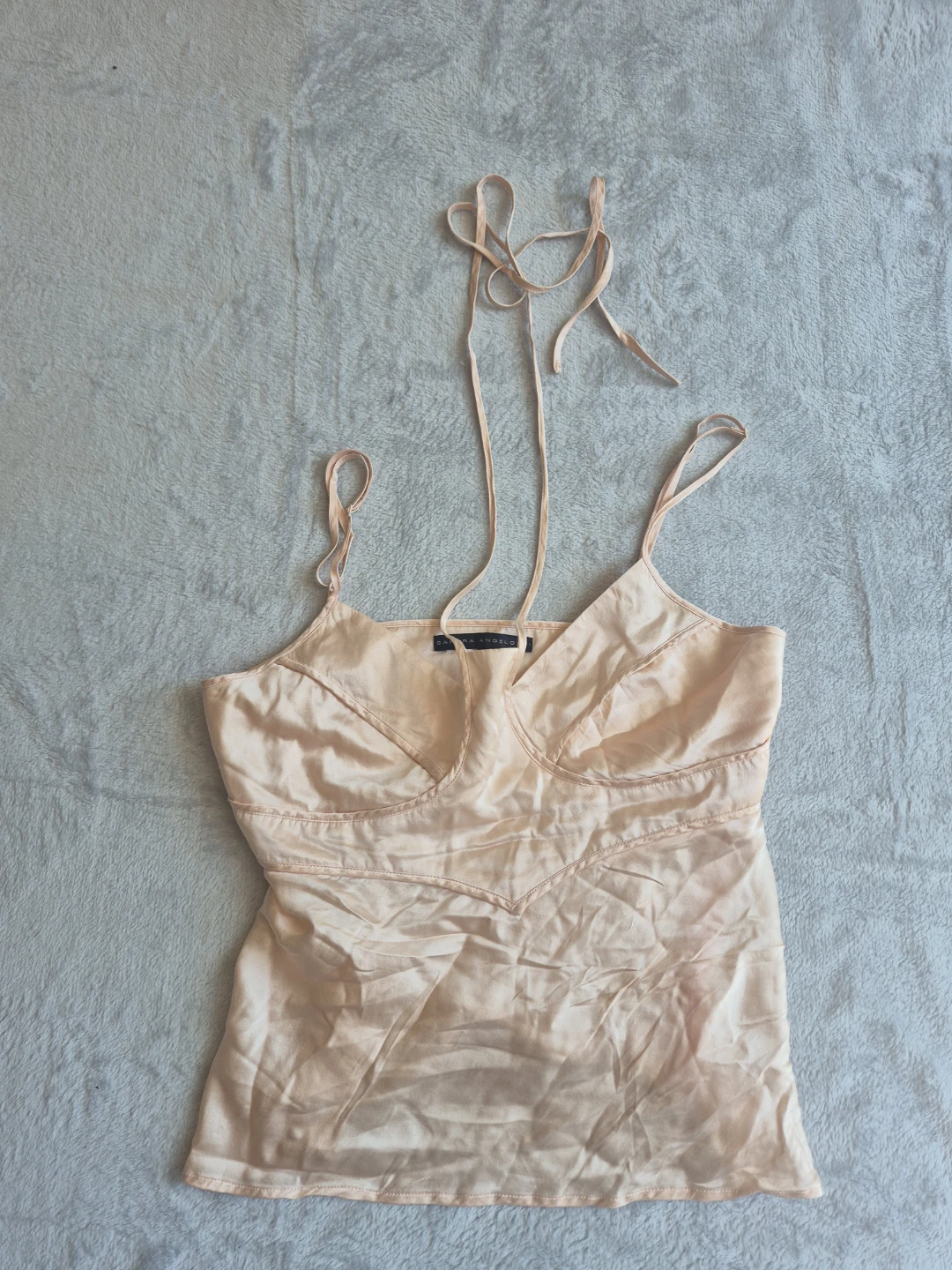 Sandra Angelozzi Peach Satin Camisole Top Size 38 - photo 5