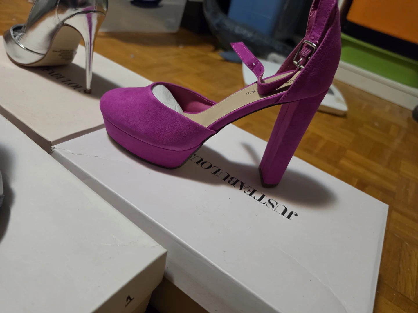 Heels - Blue Snakeskin, Pink Suede, Silver - photo 2
