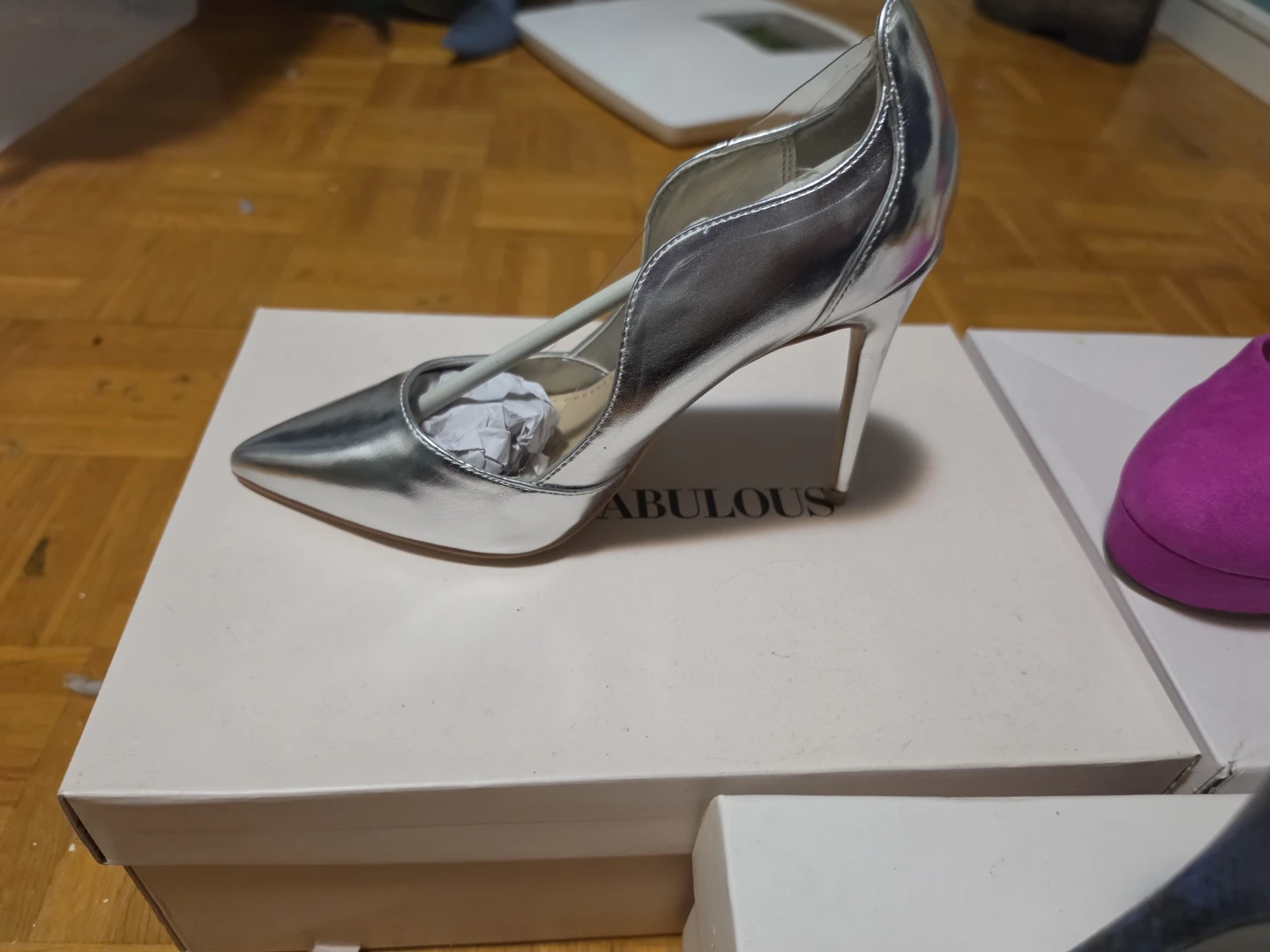 Heels - Blue Snakeskin, Pink Suede, Silver - photo 3