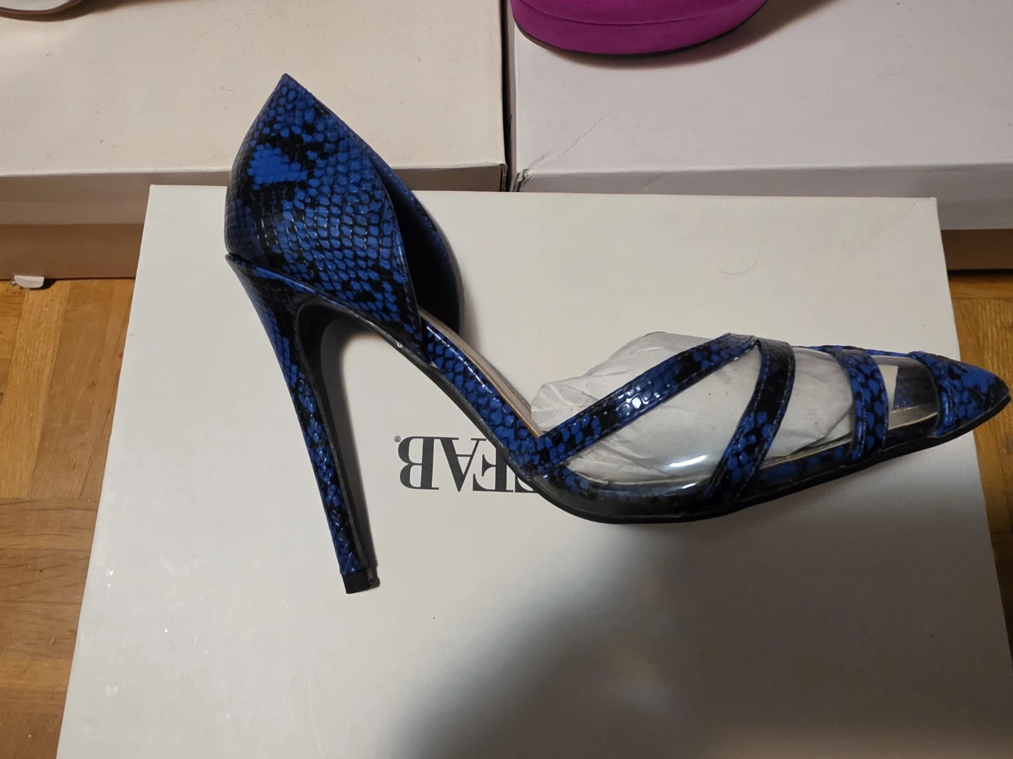 Heels - Blue Snakeskin, Pink Suede, Silver - photo 4