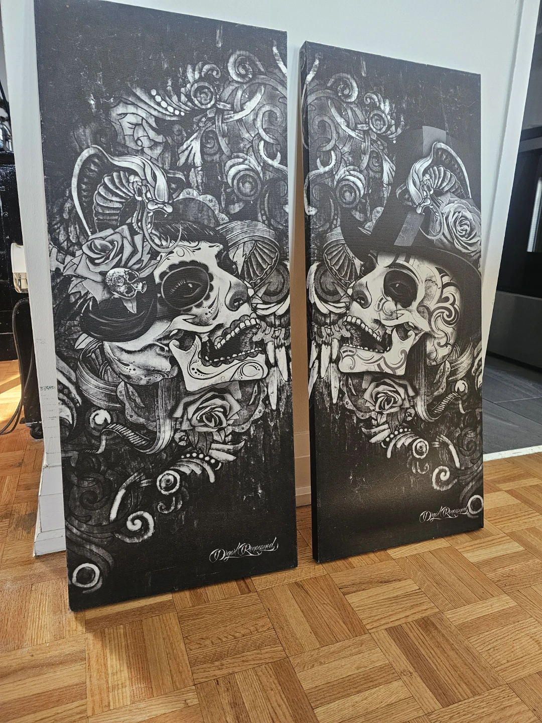 Set of 2 Gothic Skulls Canvas Art Prints - photo 2