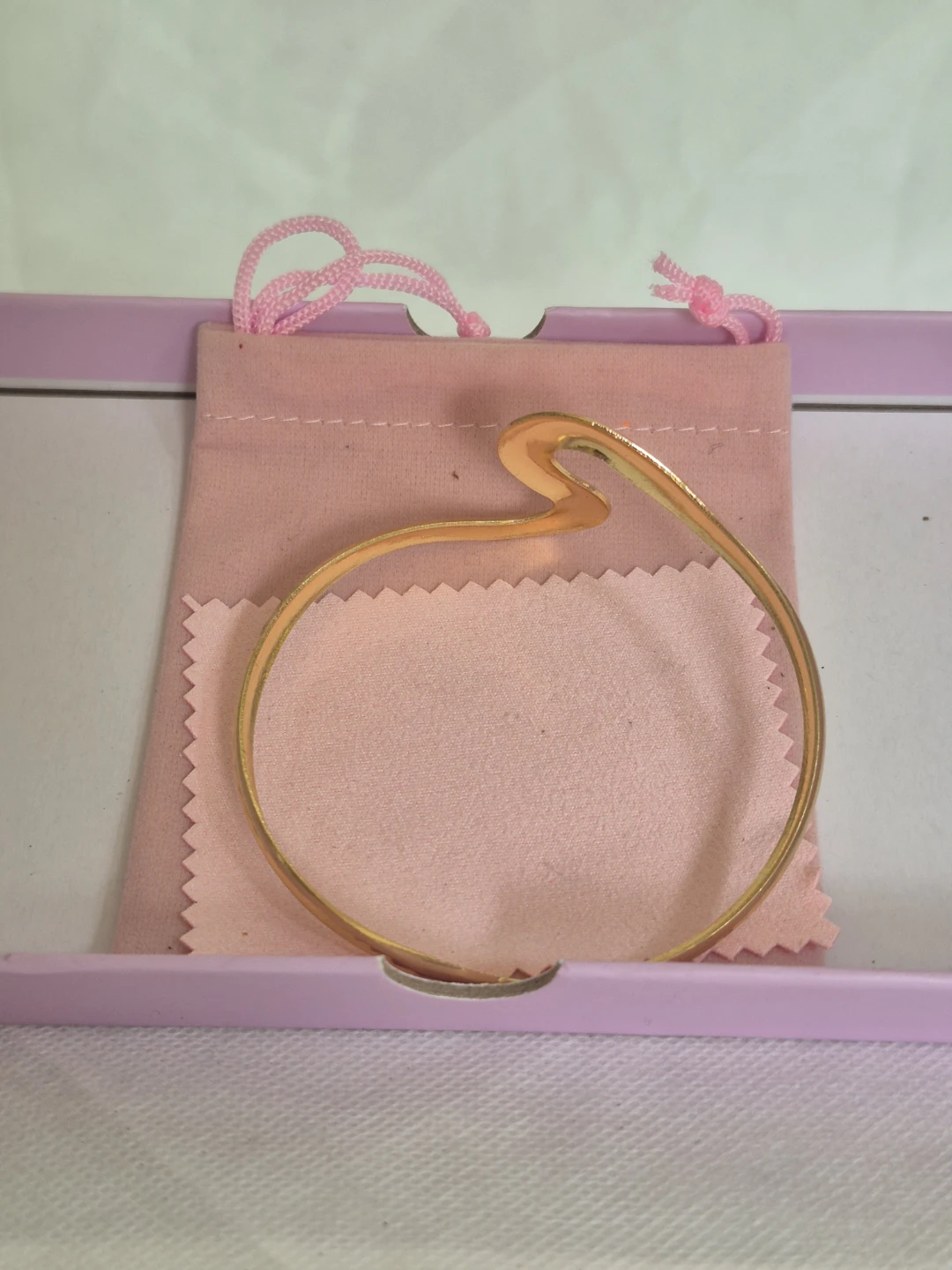 Gold Tone Wave Bangle Bracelet with Pouch - photo 2