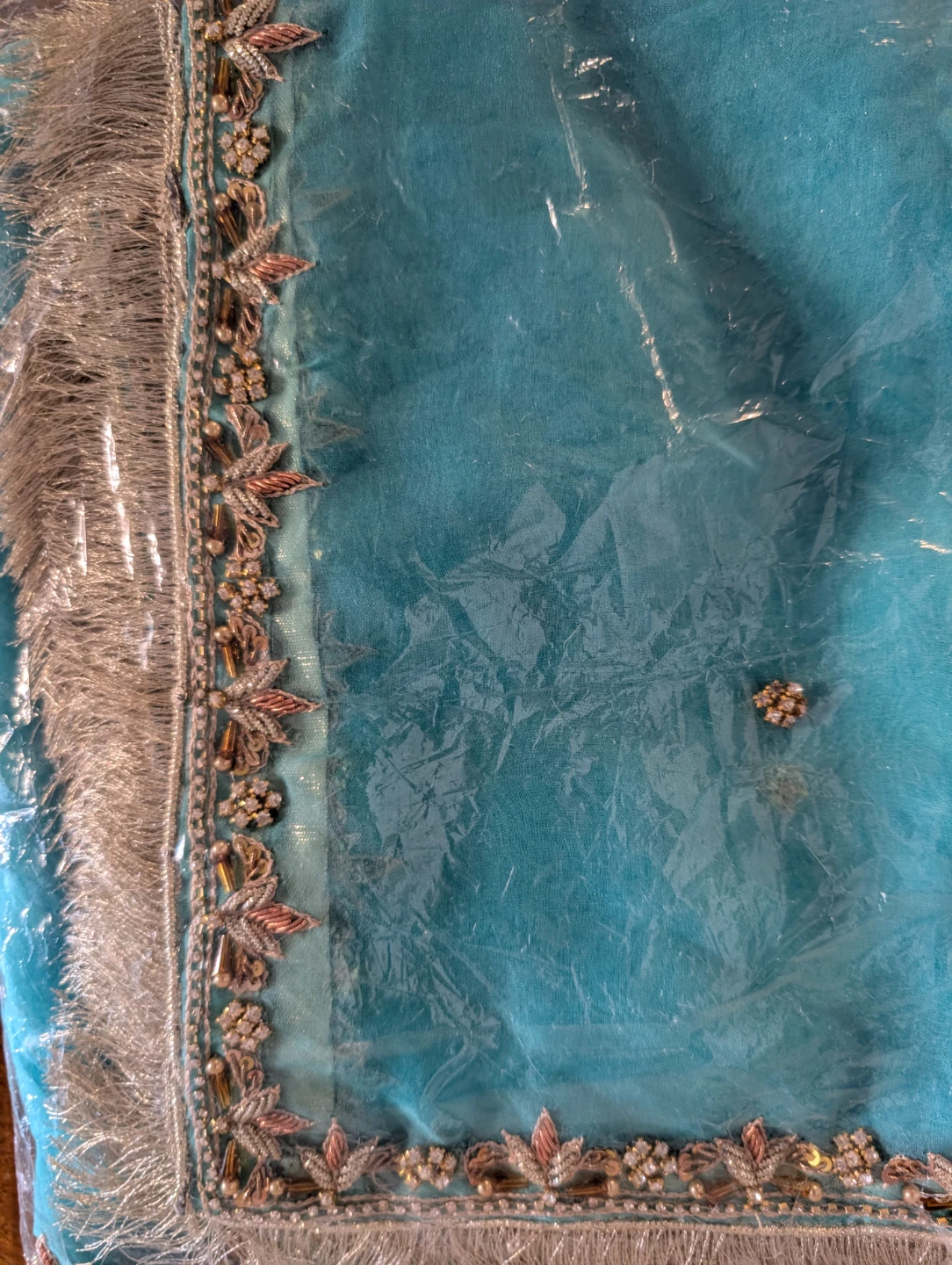 BRAND NEW Handmade Adda work Blue Dupatta - photo 5