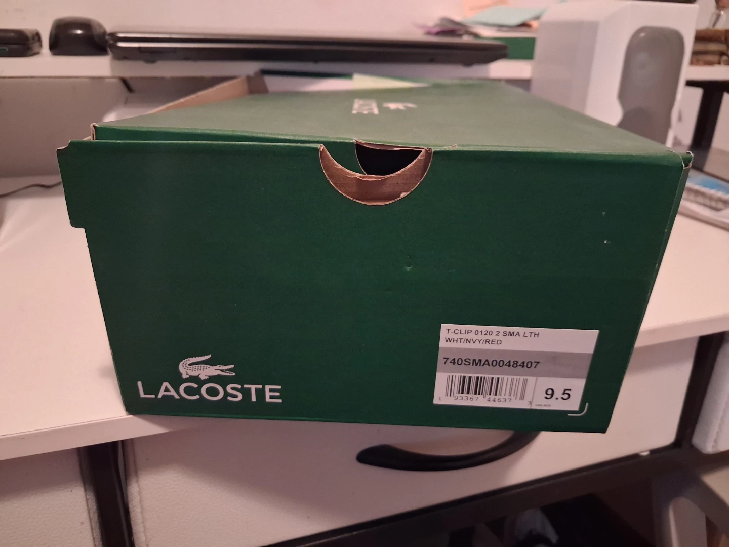 Lacoste T-Clip 0120 2 SMA LTH Sneakers White/Navy/Red Size 9.5