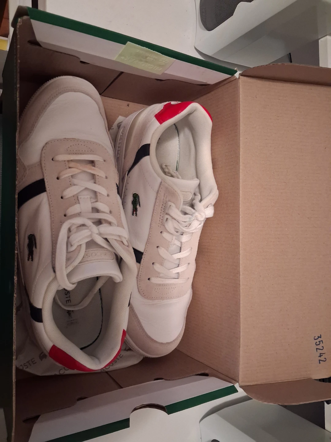 Lacoste T-Clip 0120 2 SMA LTH Sneakers White/Navy/Red Size 9.5 - photo 4