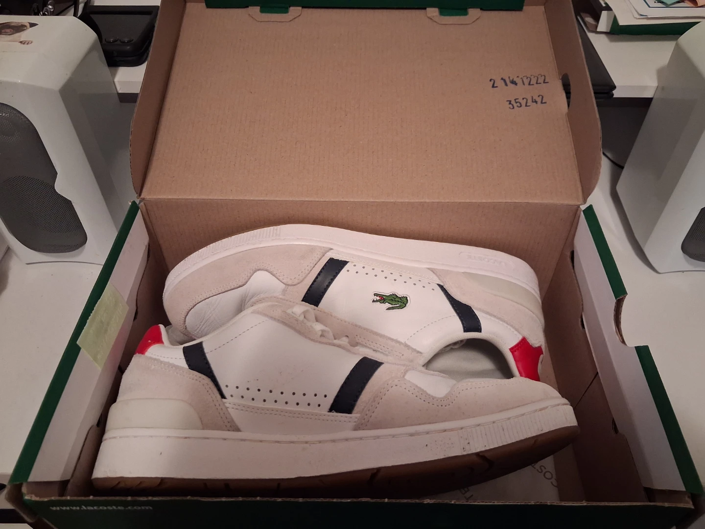 Lacoste T-Clip 0120 2 SMA LTH Sneakers White/Navy/Red Size 9.5 - photo 5