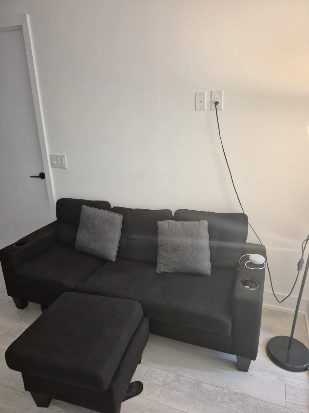 Black Sectional Sofa with Ottoman