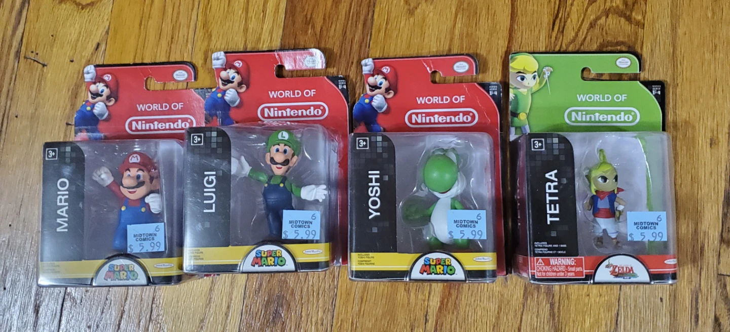 World of Nintendo Action Figures (Mario, Luigi, Yoshi, Tetra)