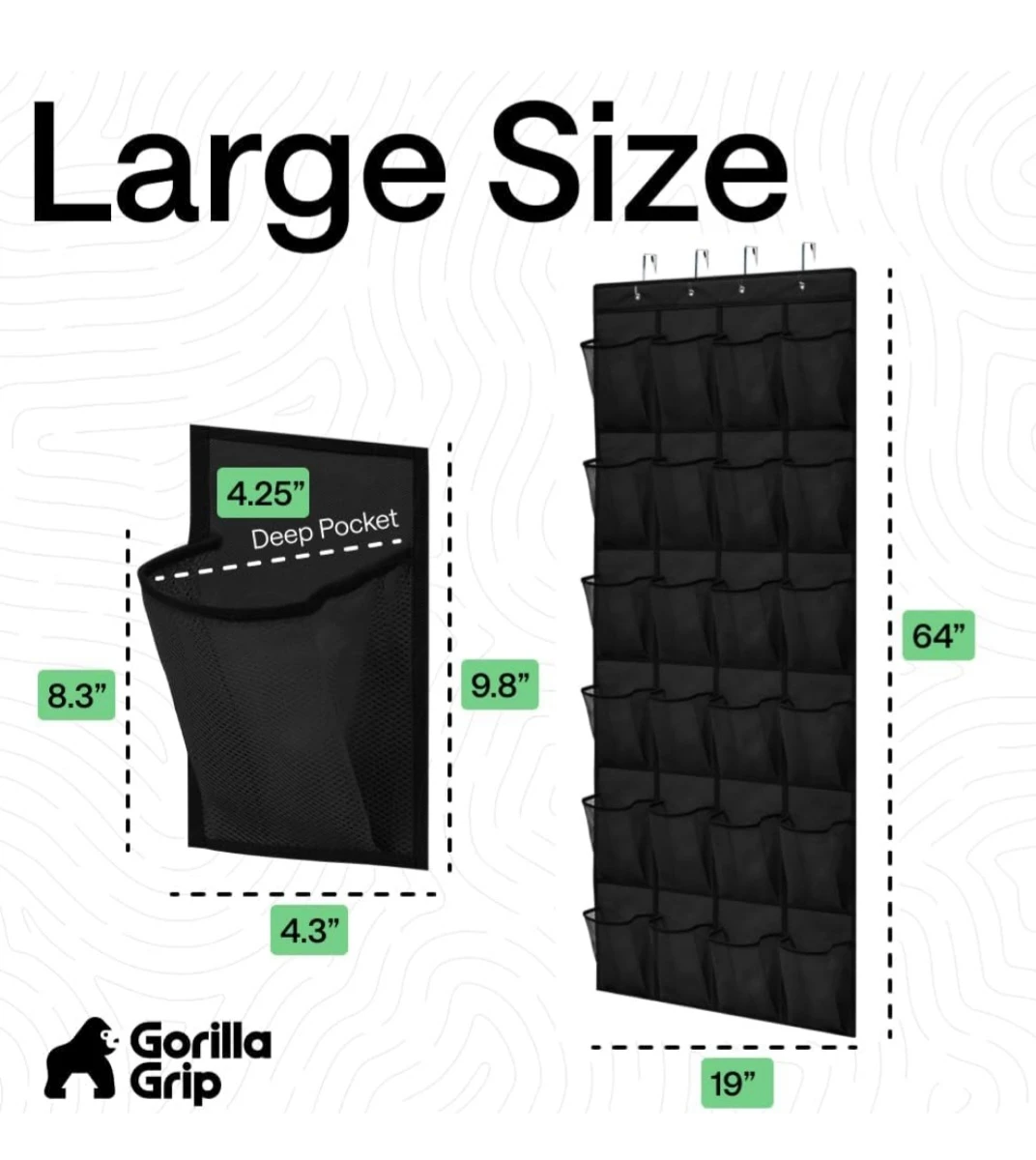 Gorilla Grip Over-the-Door Organizer Black - photo 3