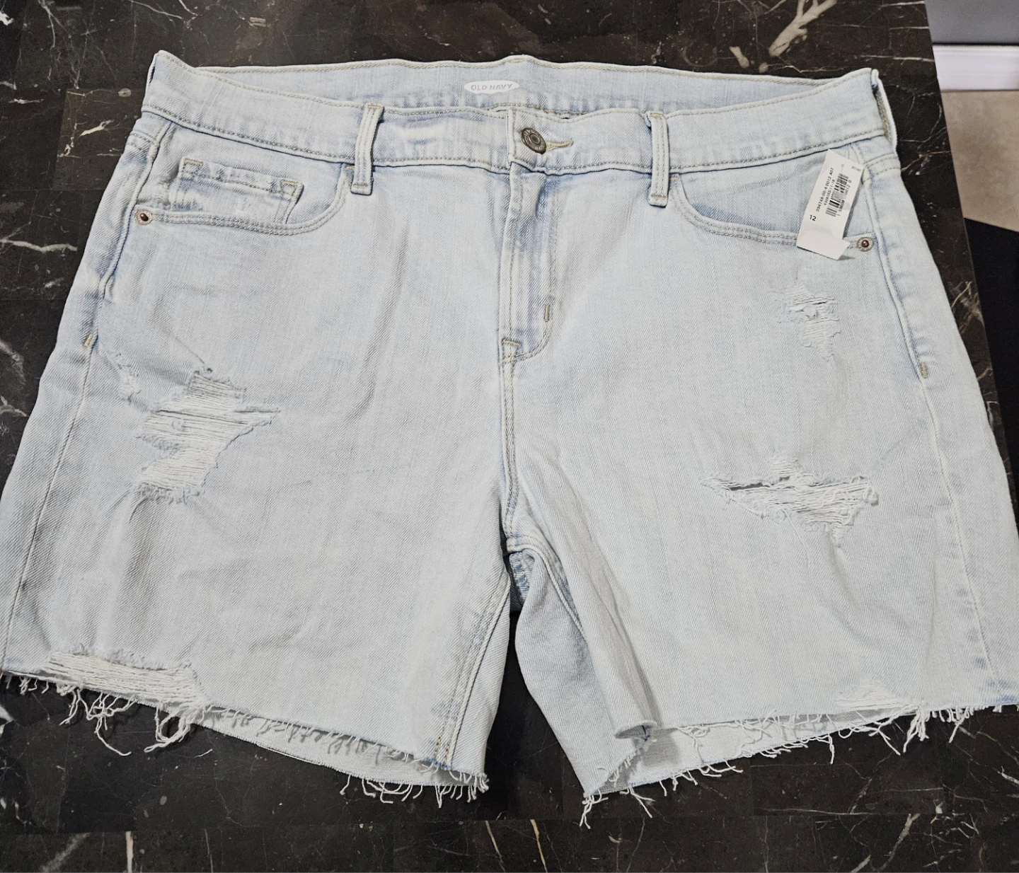 Women's new Navy Distressed Denim Shorts Size 12