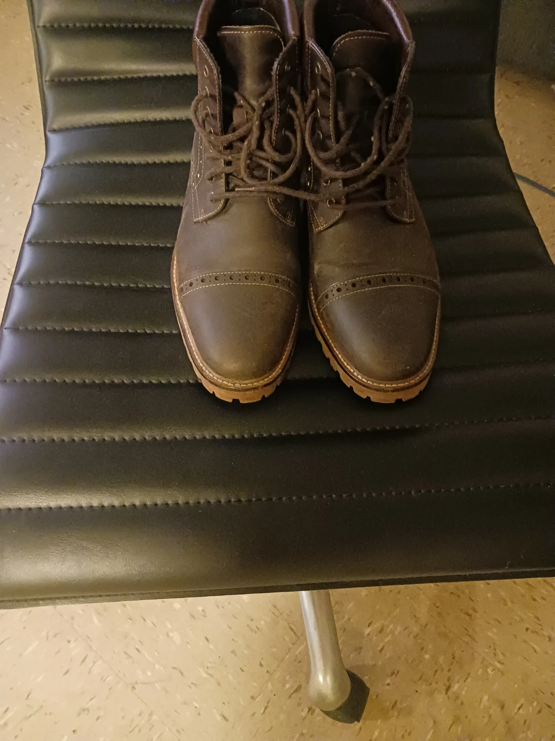 Warfield & Grand Brown Leather Cap Toe Lace-Up Boots Size 9 - photo 2