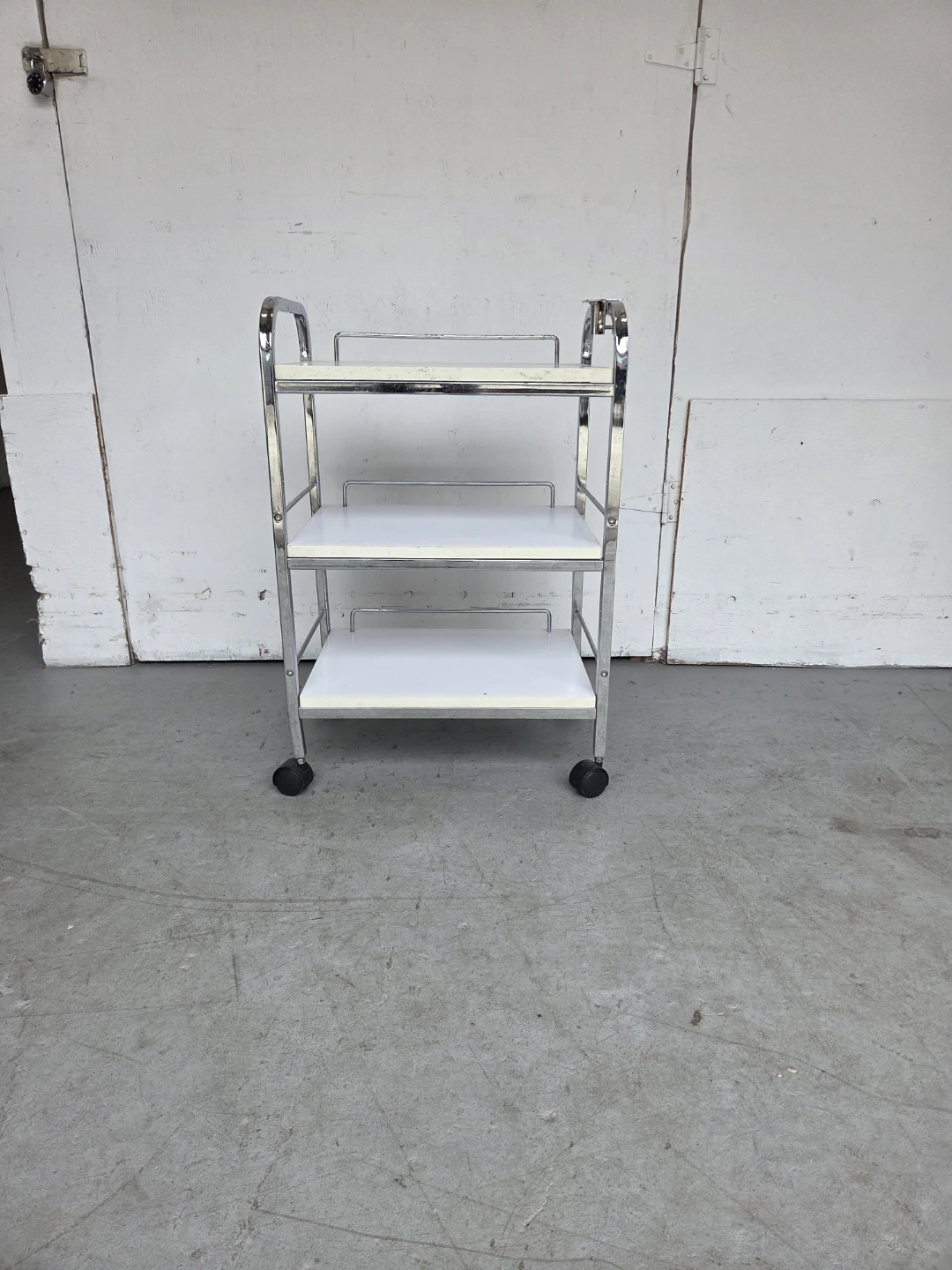 3-Tier Rolling Utility Cart - White Shelves & Chrome Frame
