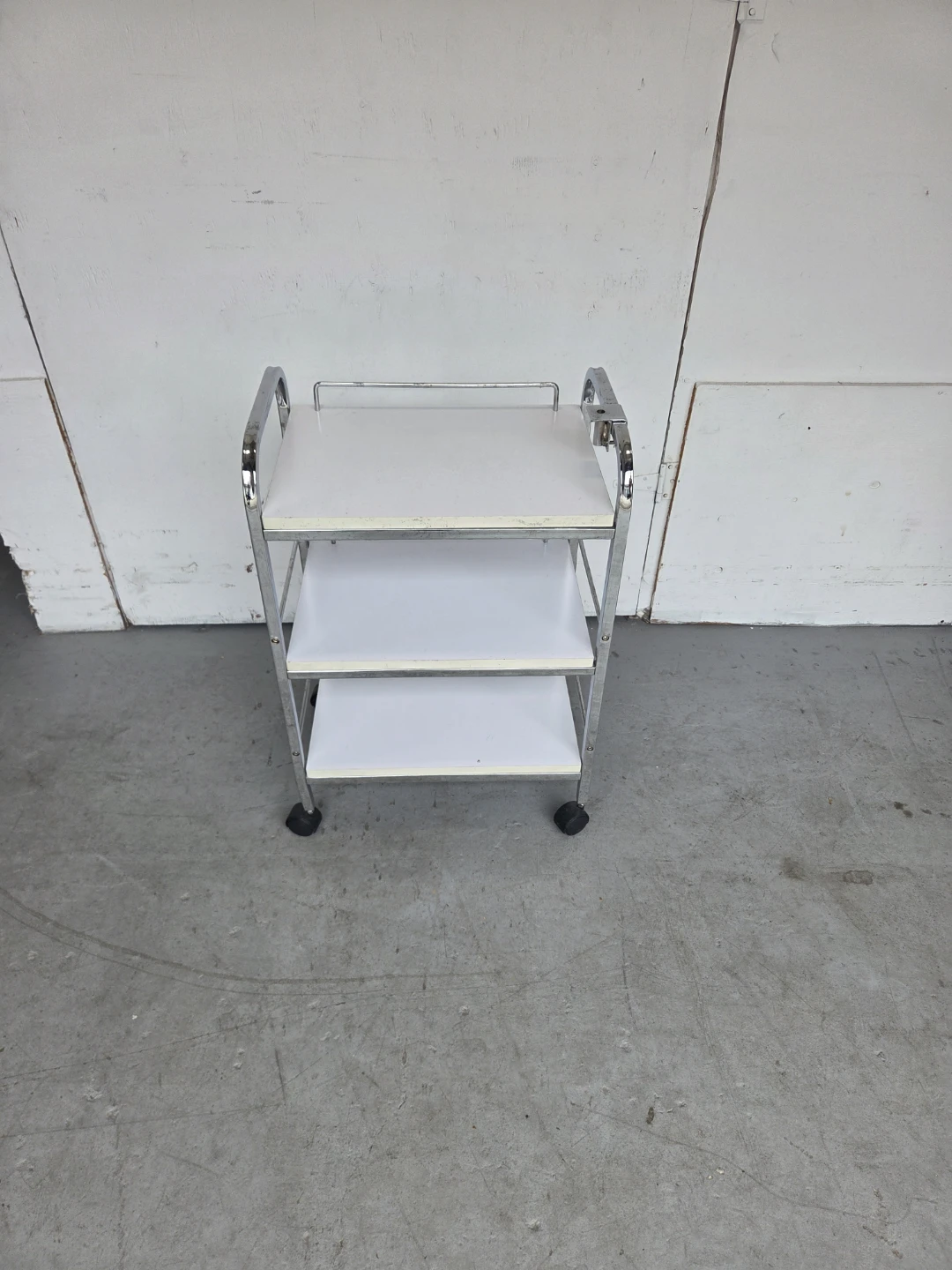 3-Tier Rolling Utility Cart - White Shelves & Chrome Frame - photo 2