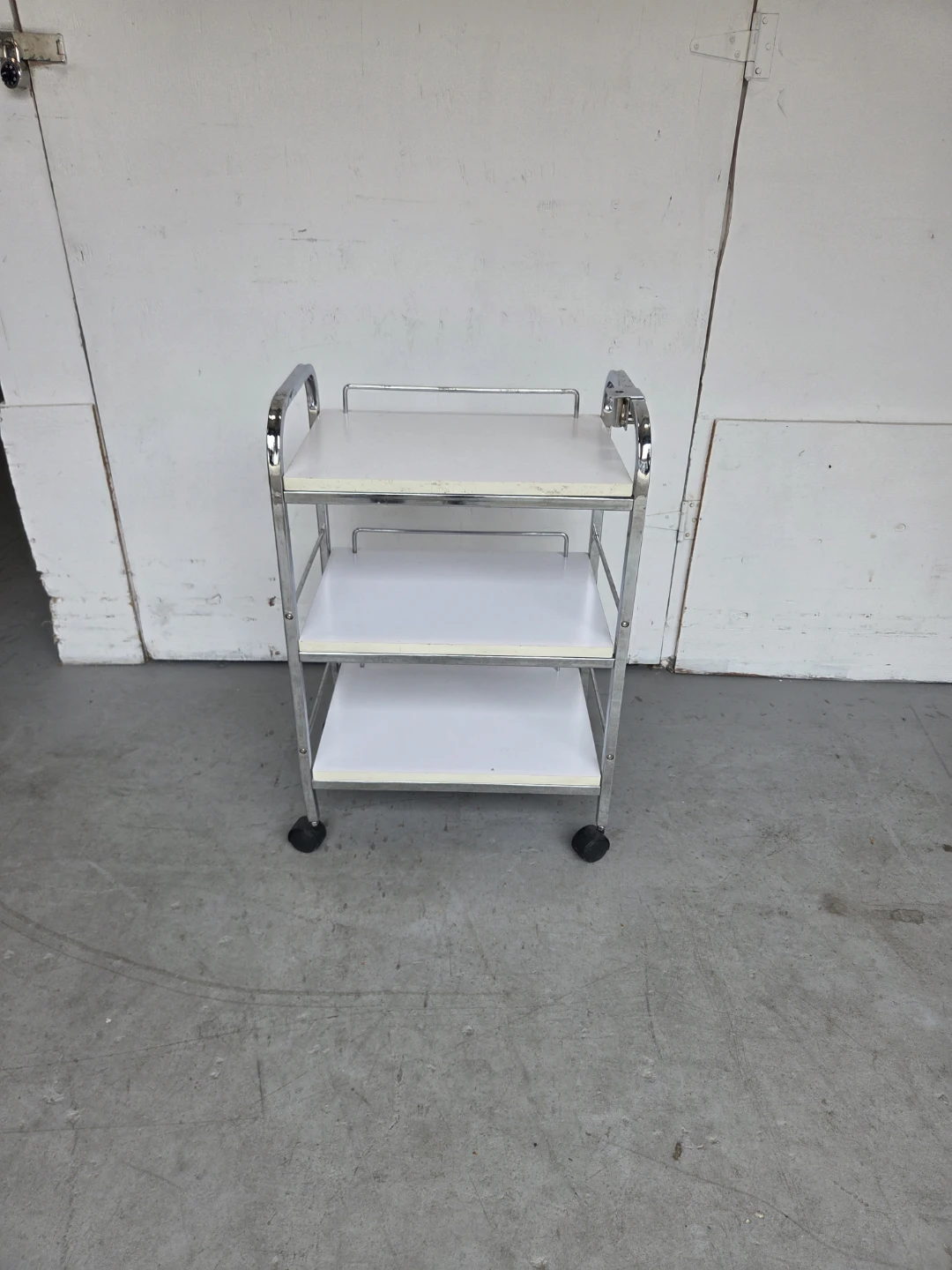 3-Tier Rolling Utility Cart - White Shelves & Chrome Frame - photo 3