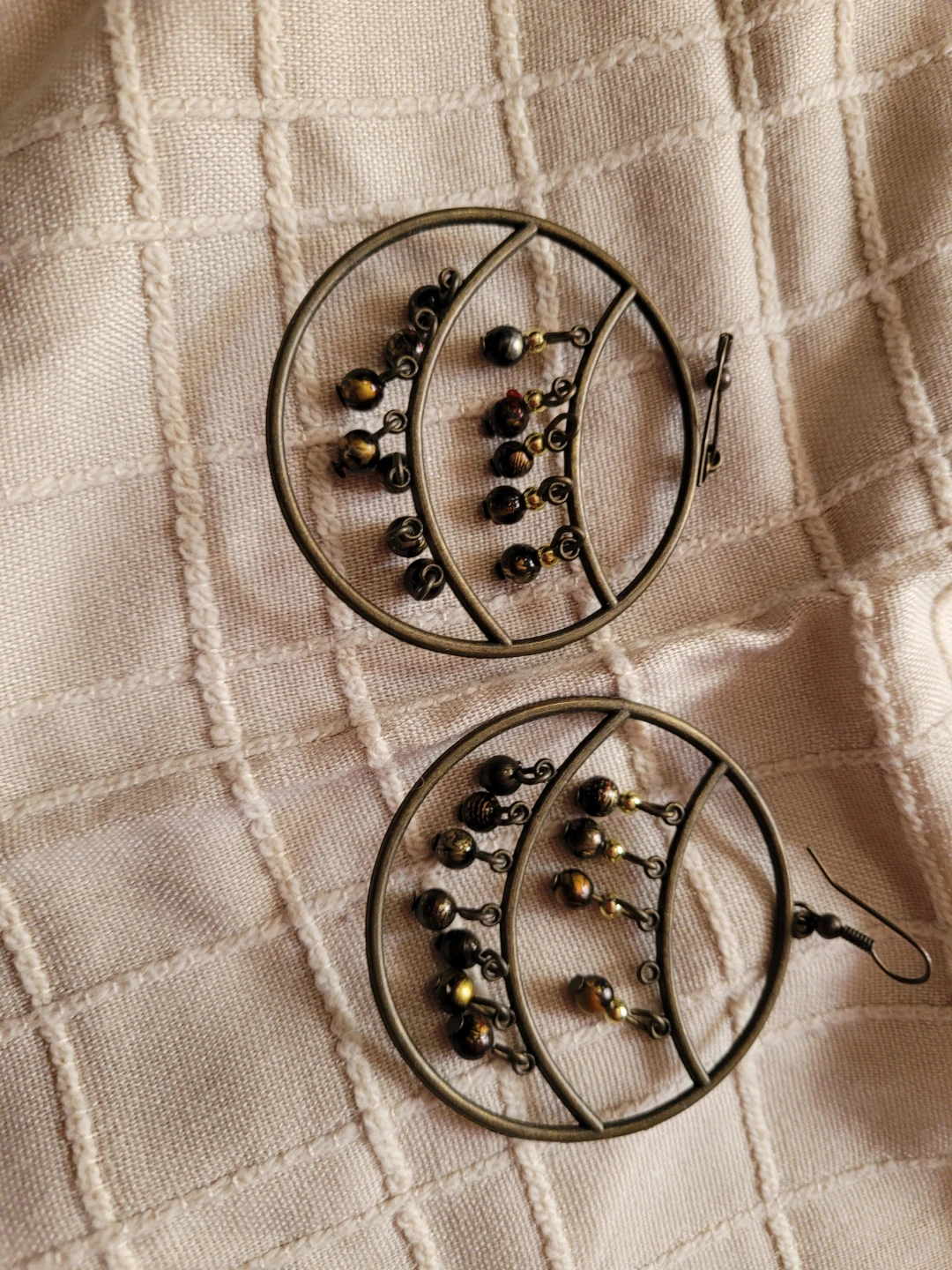 Round Hoop Earrings with Dangle Beads - photo 2
