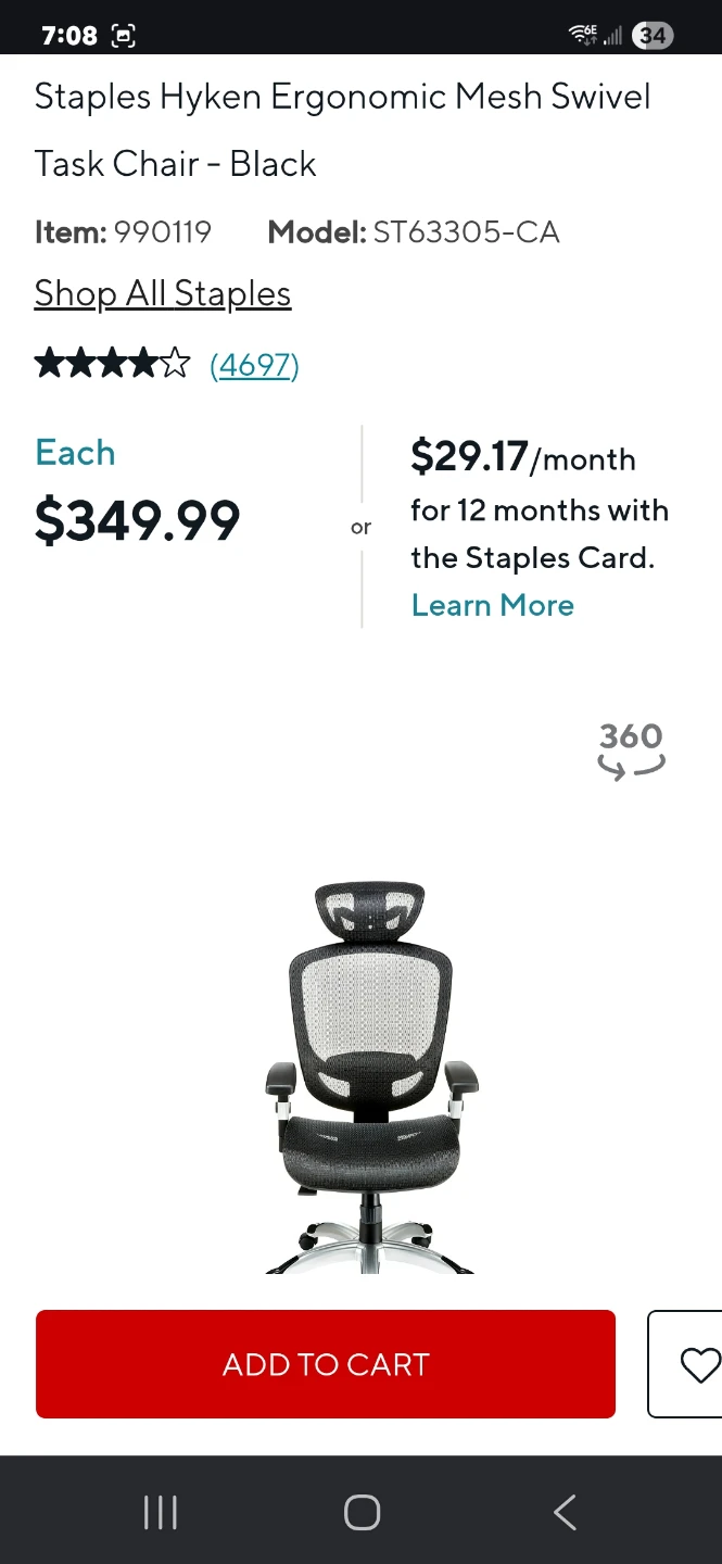 Price Drop Urgent Sale - Staples Hyken Ergonomic Chair - Black - photo 3