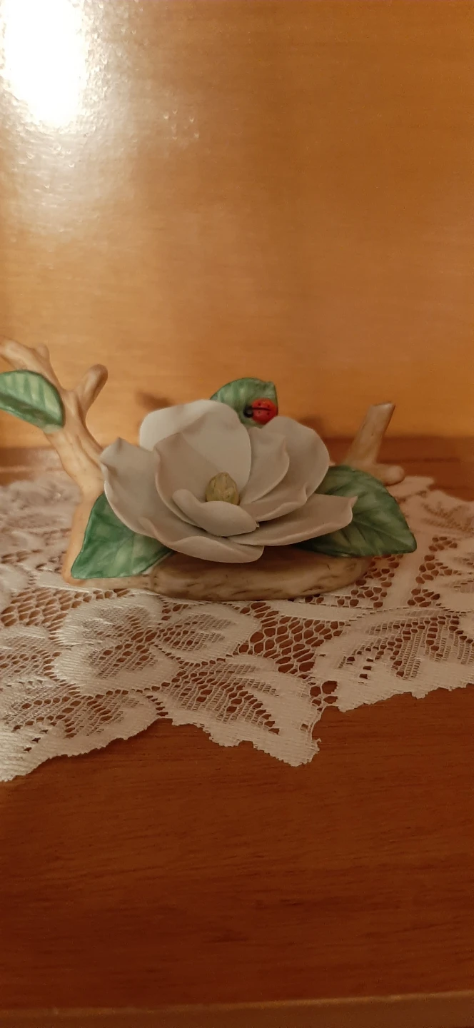 Lefton China Yellow Magnolia With Ladybug.