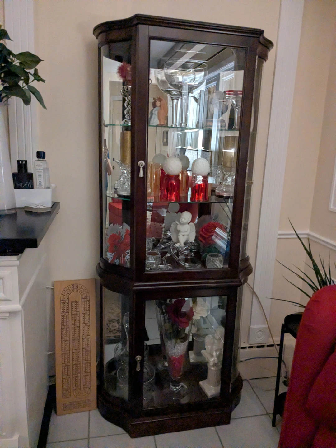 Corner Curio Cabinet with Glass Doors