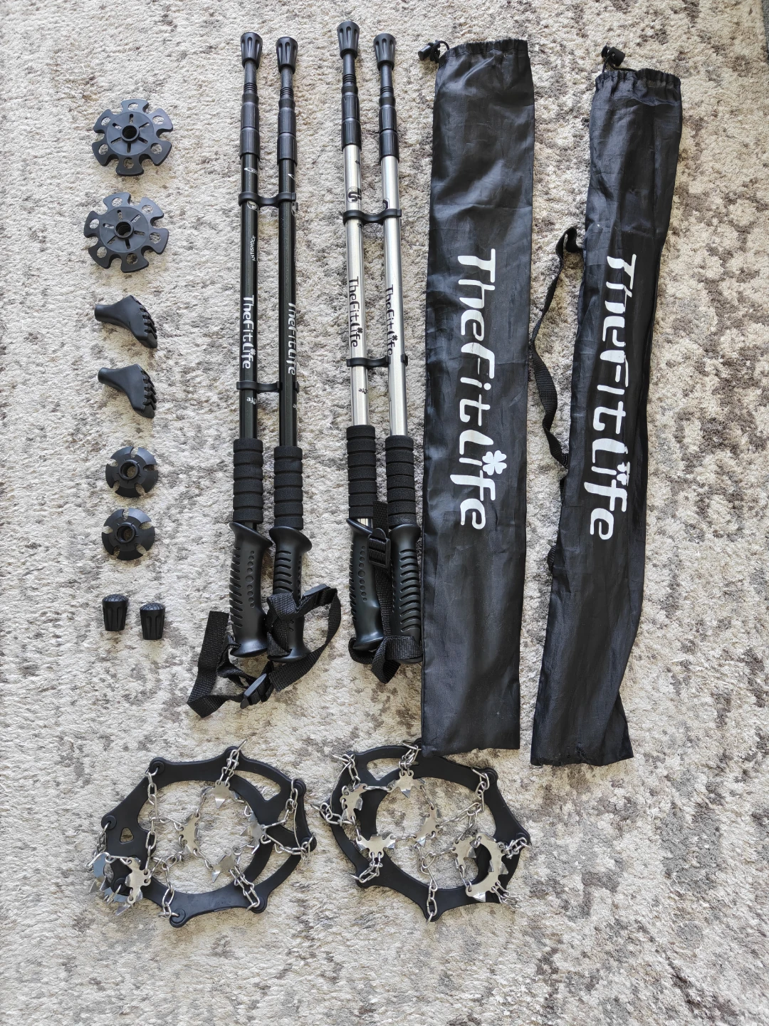 TheFitLife Hiking Trekking Poles with Ice Cleats