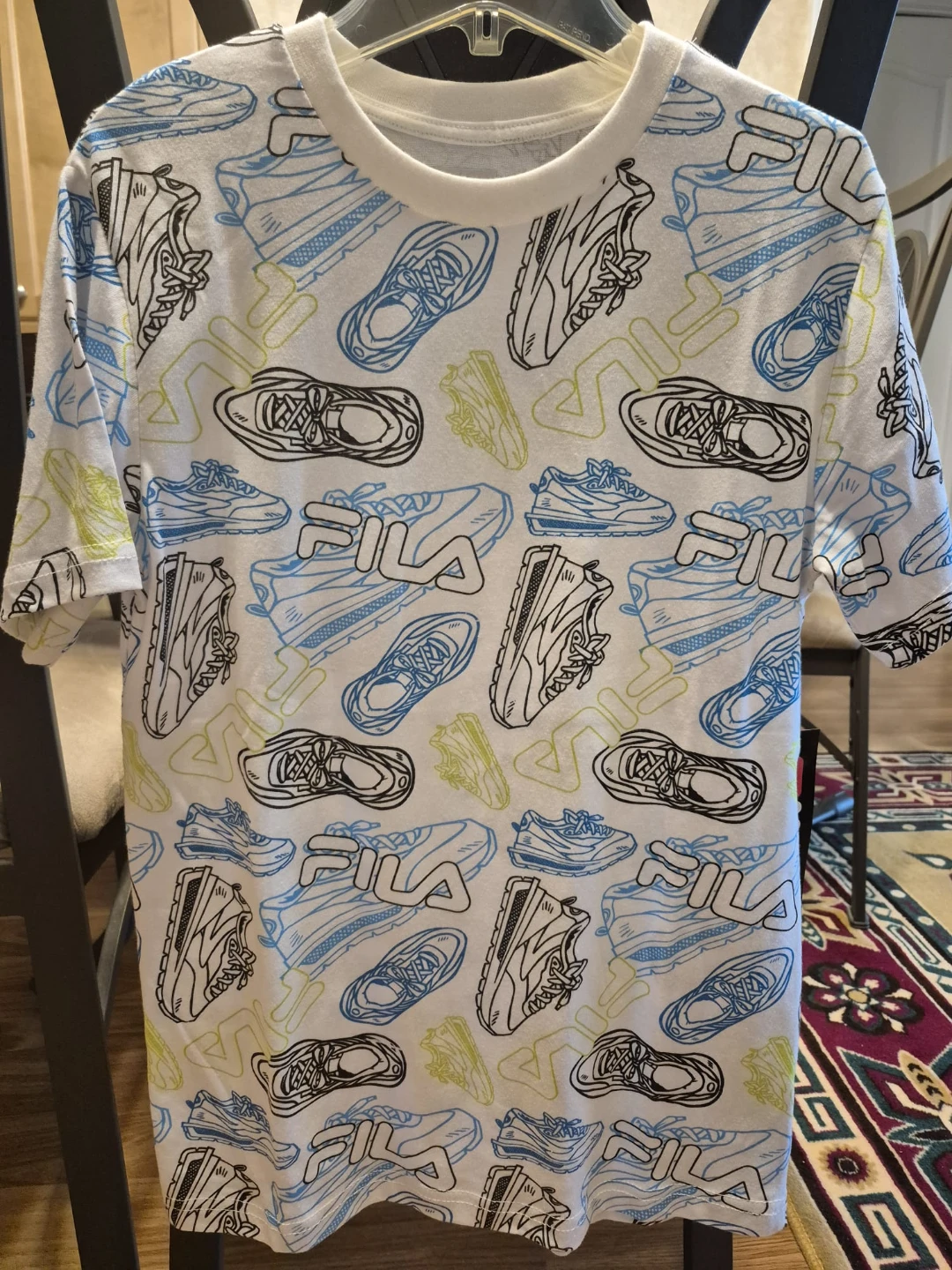 Fila Kids T-Shirt - White with Sneaker Print - Size L (14/16)