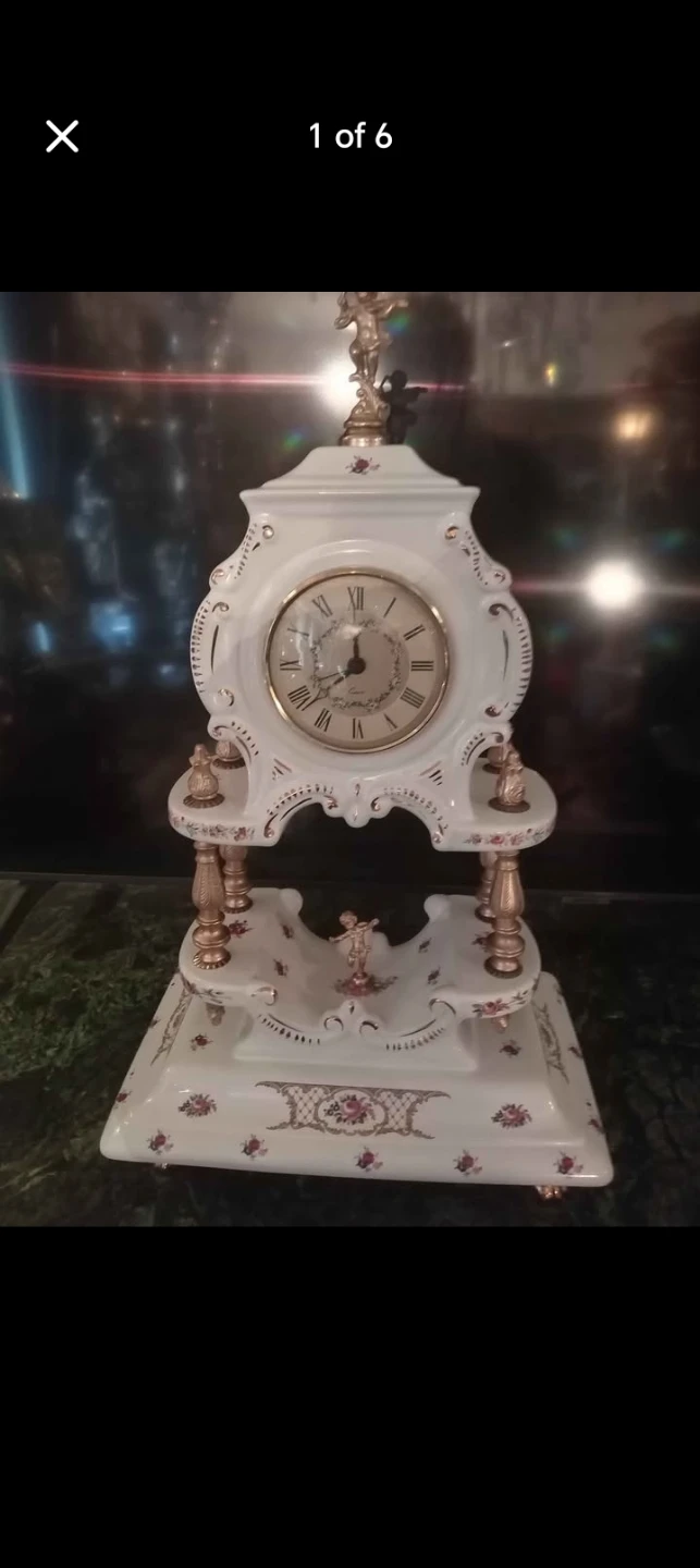 Vintage Porcelain Cherub Clock Limoges