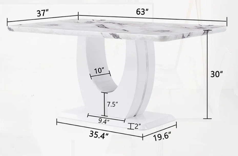Dining Table - White Marble Top with White Pedestal Base - photo 2