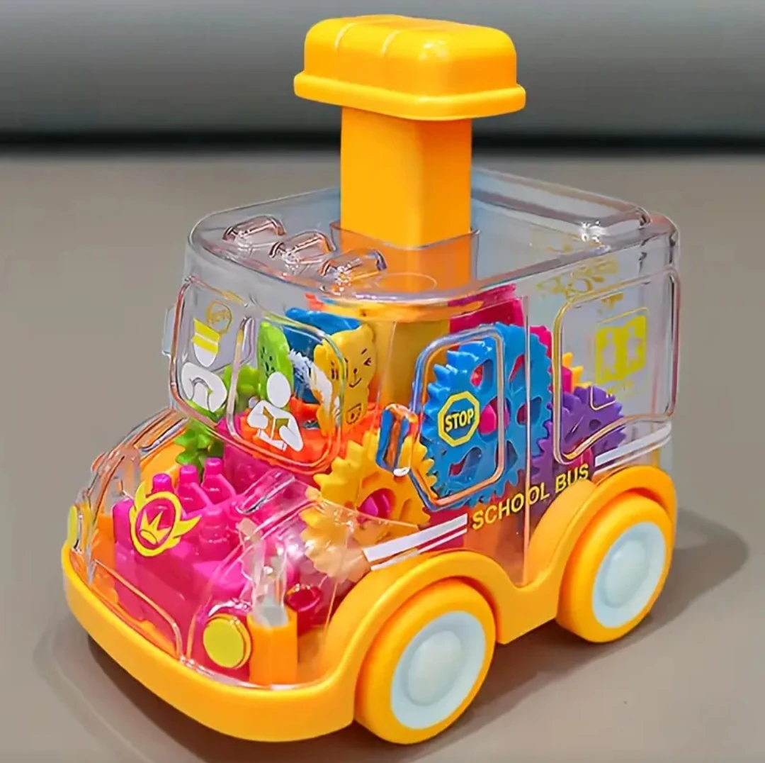 Wind-up School Bus Toy with Gears