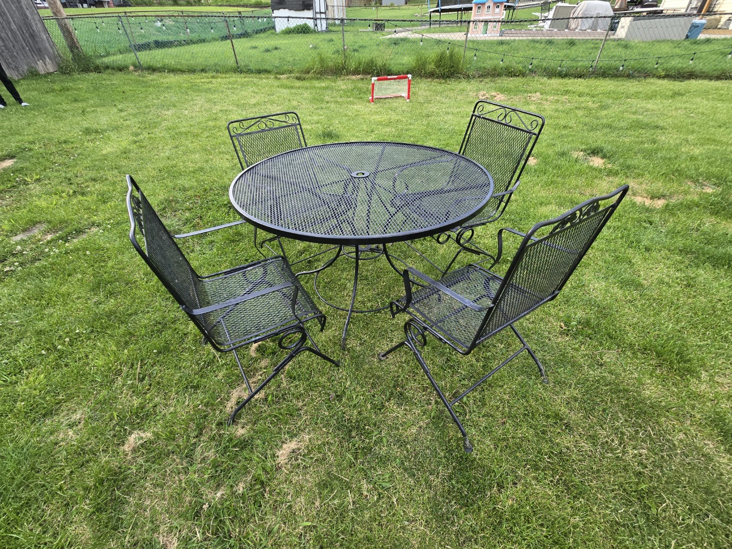 Black Metal Round Patio Dining Set with 4 Chairs - photo 2
