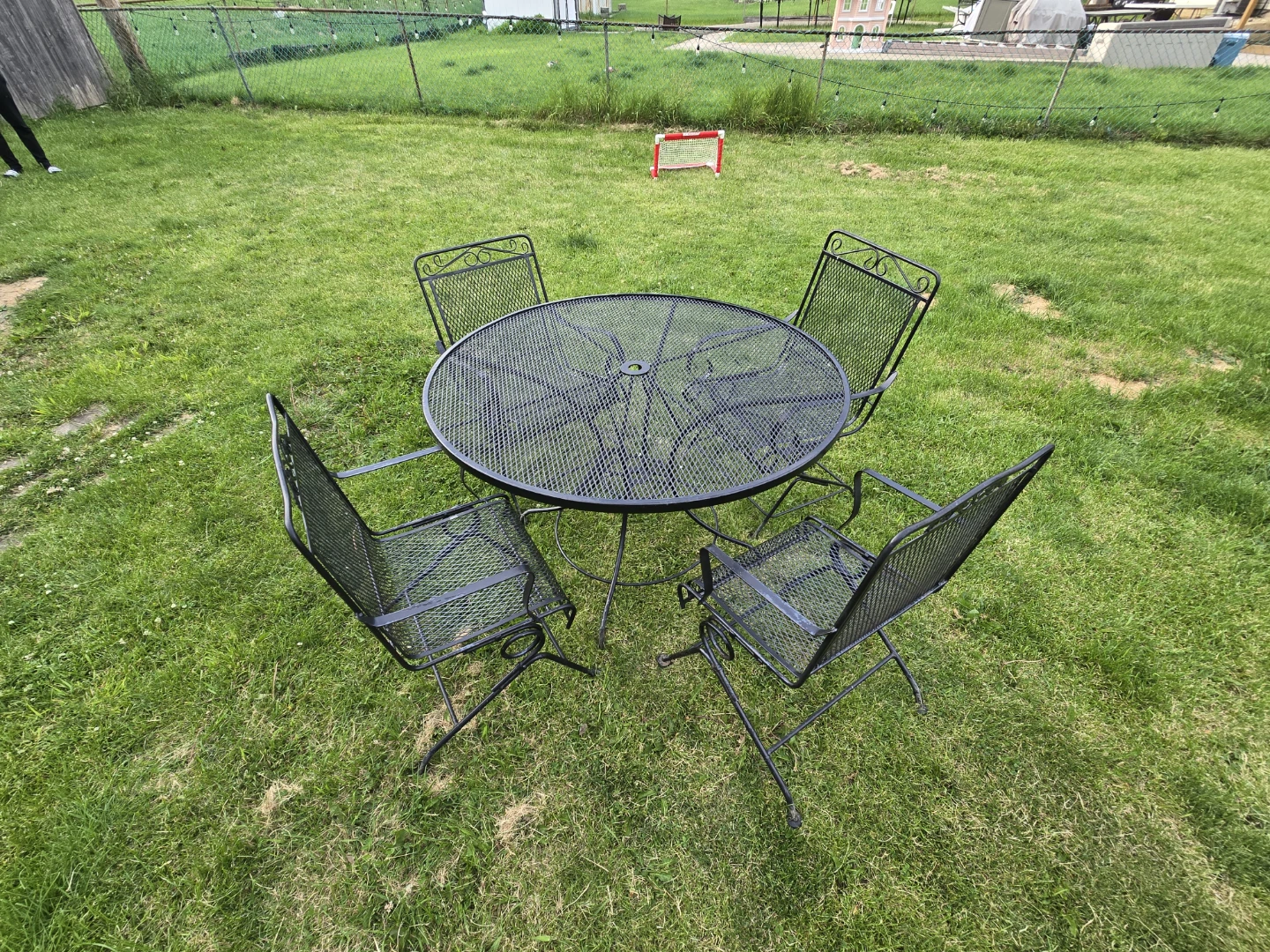 Black Metal Round Patio Dining Set with 4 Chairs - photo 4