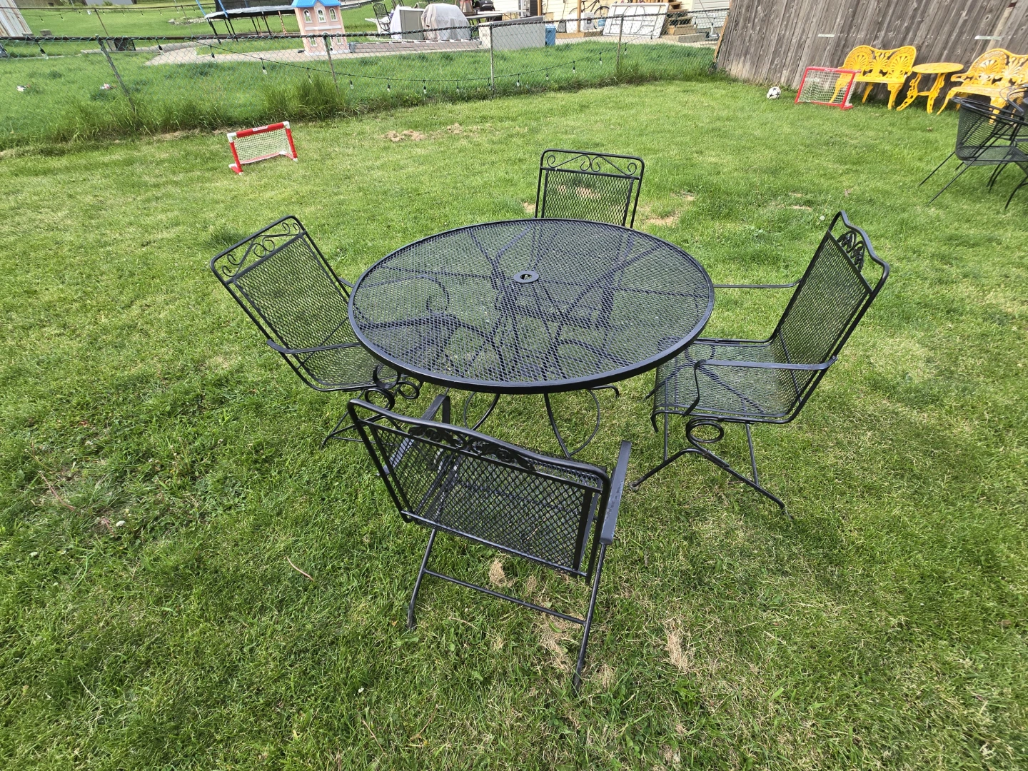 Black Metal Round Patio Dining Set with 4 Chairs - photo 5