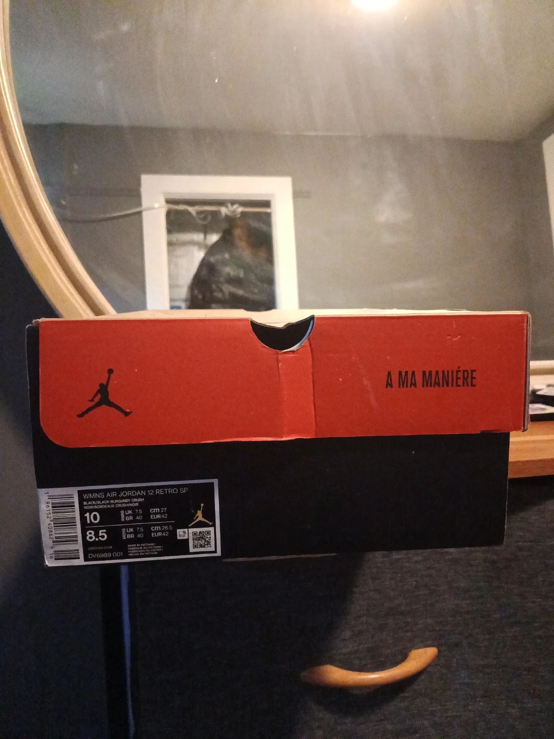 Air Jordan 12 Retro SP "A Ma Maniére" Black Burgundy Size 8.5 - photo 2