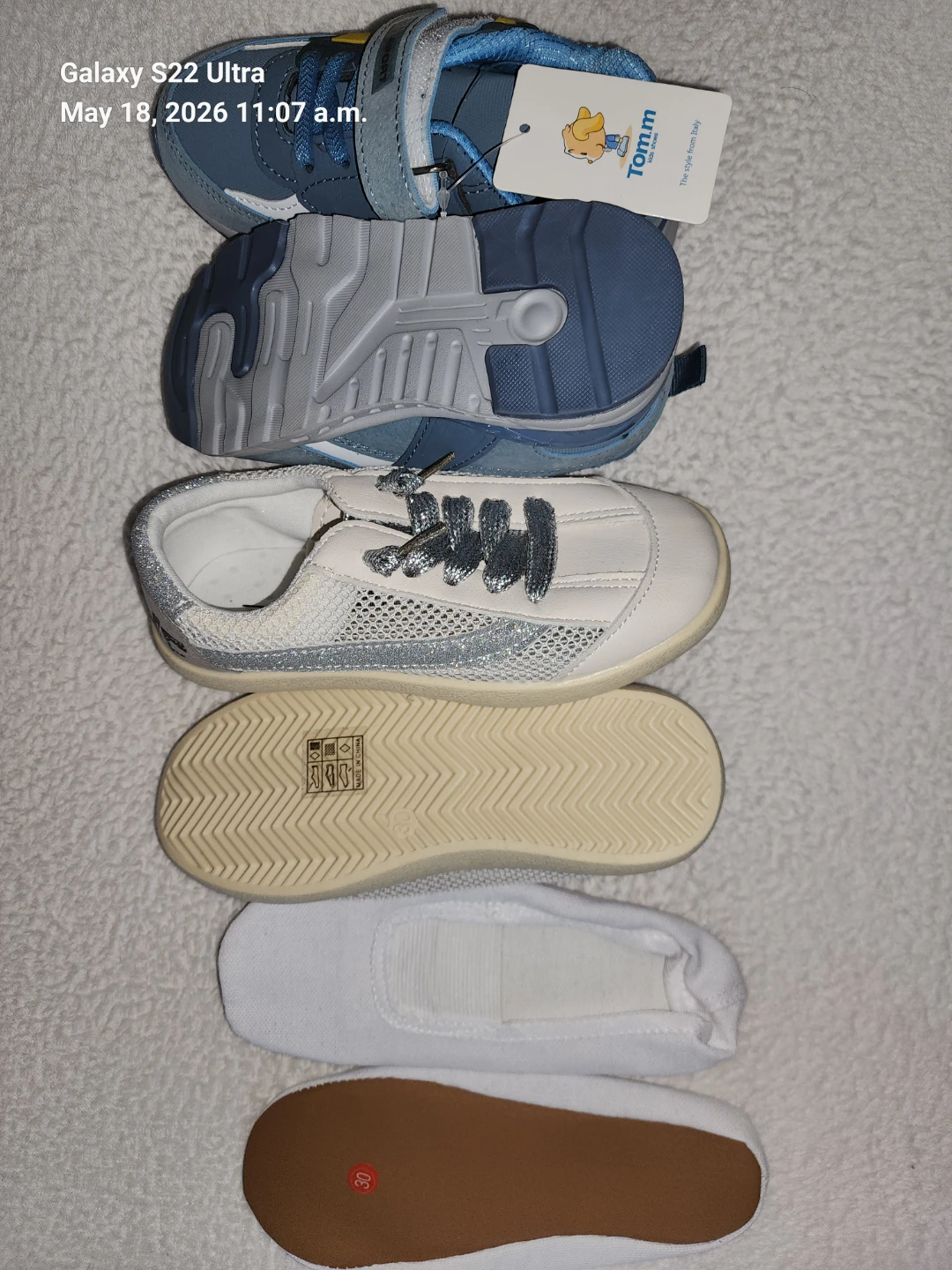 Boy Shoes - Blue Sneakers & White Ballet Flats