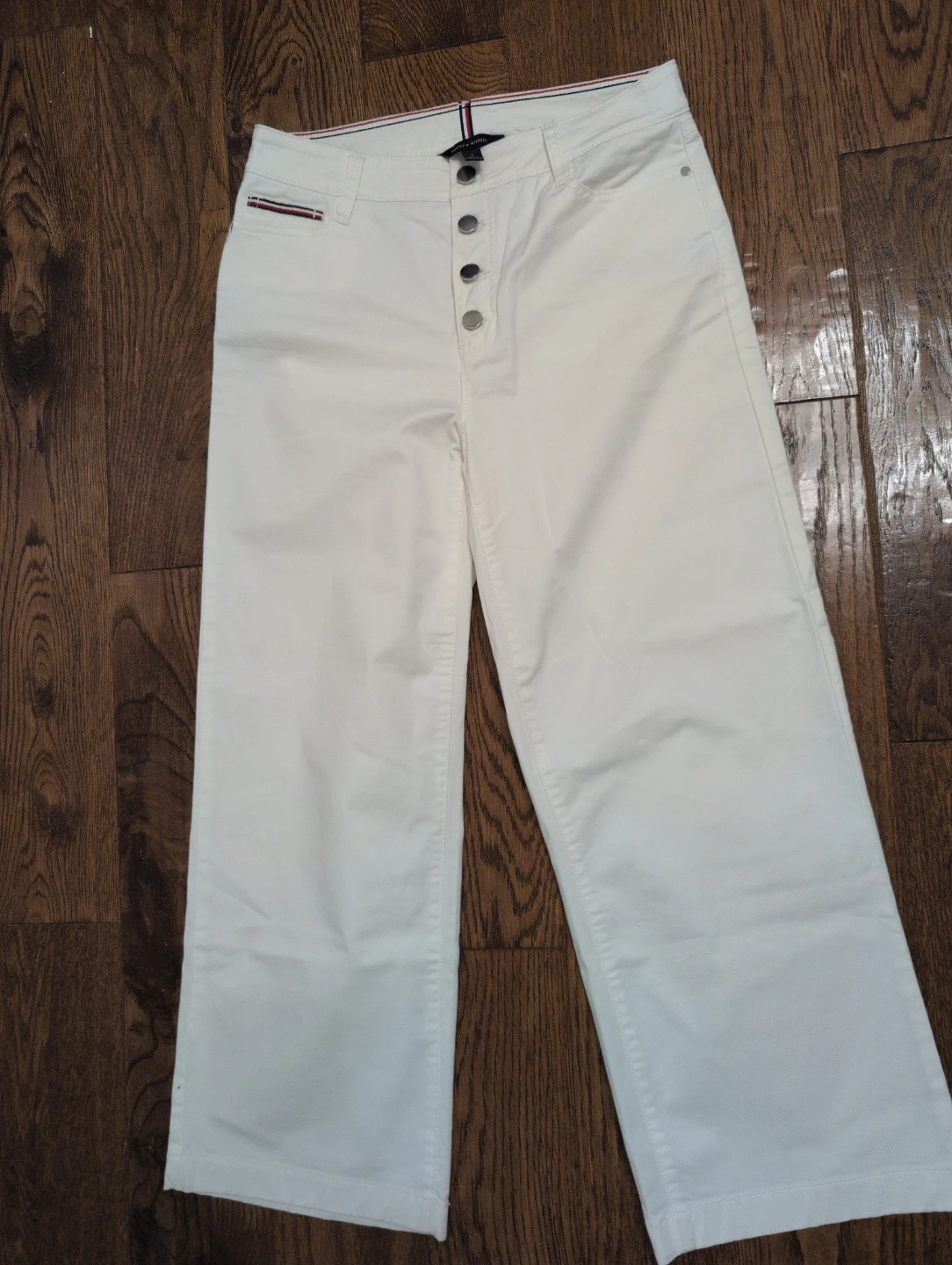 Tommy Hilfiger White Cropped Wide Leg Pants