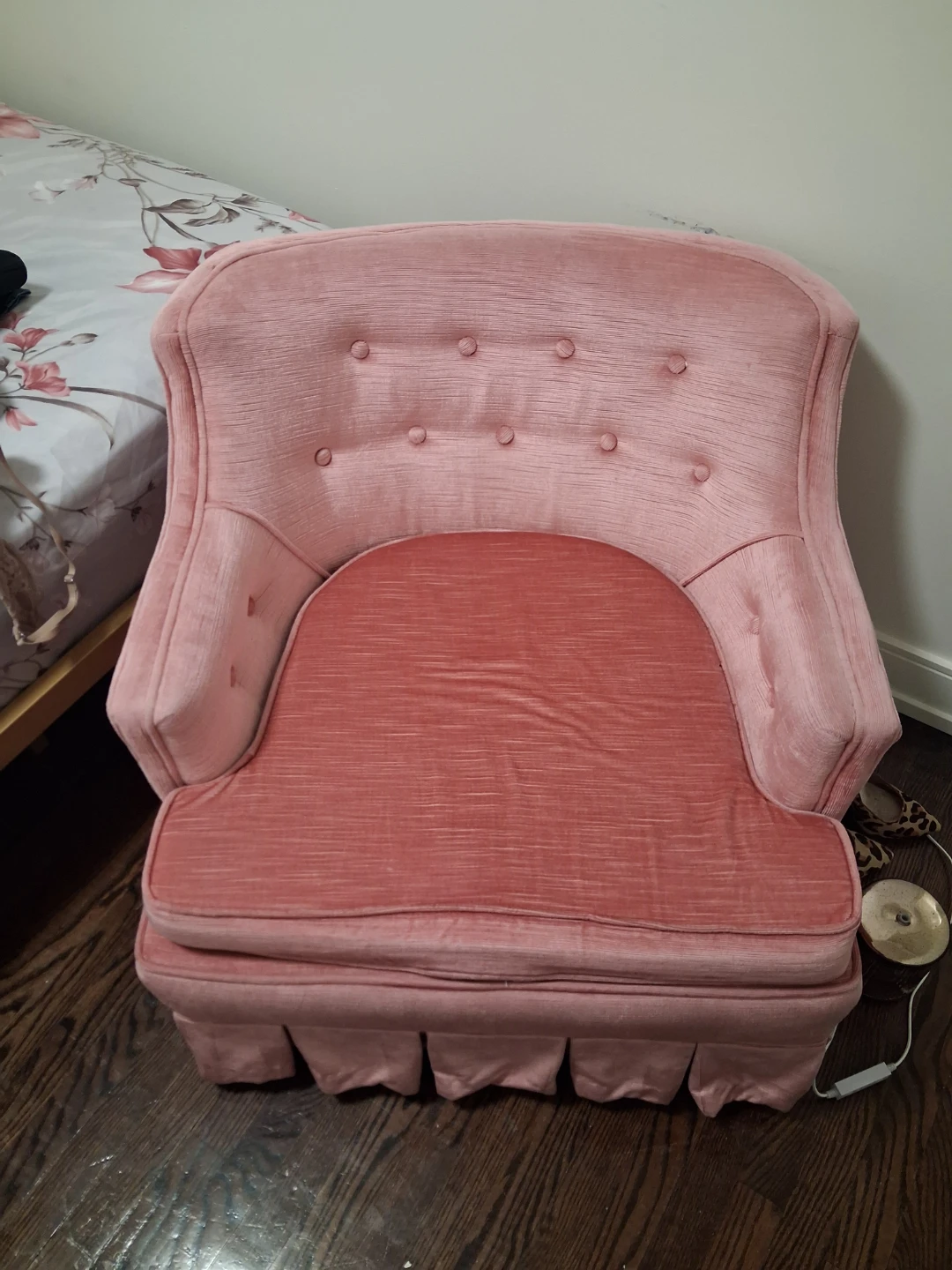 Pink Velvet Accent Chair