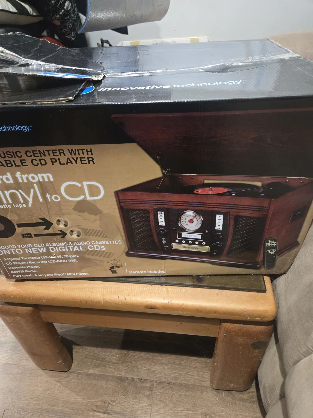 Innovative Technology Music Center with Turntable and CD Player