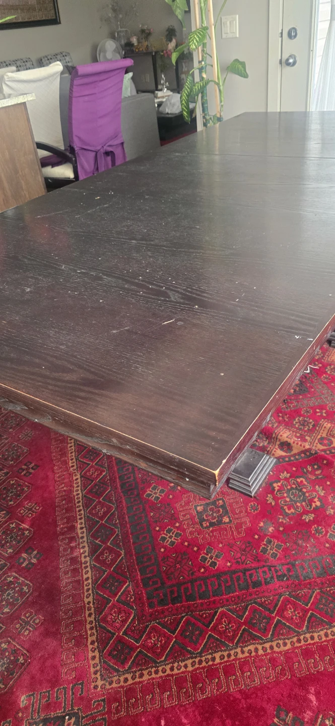 Dark Wood Dining Table with Pedestal Base - photo 4