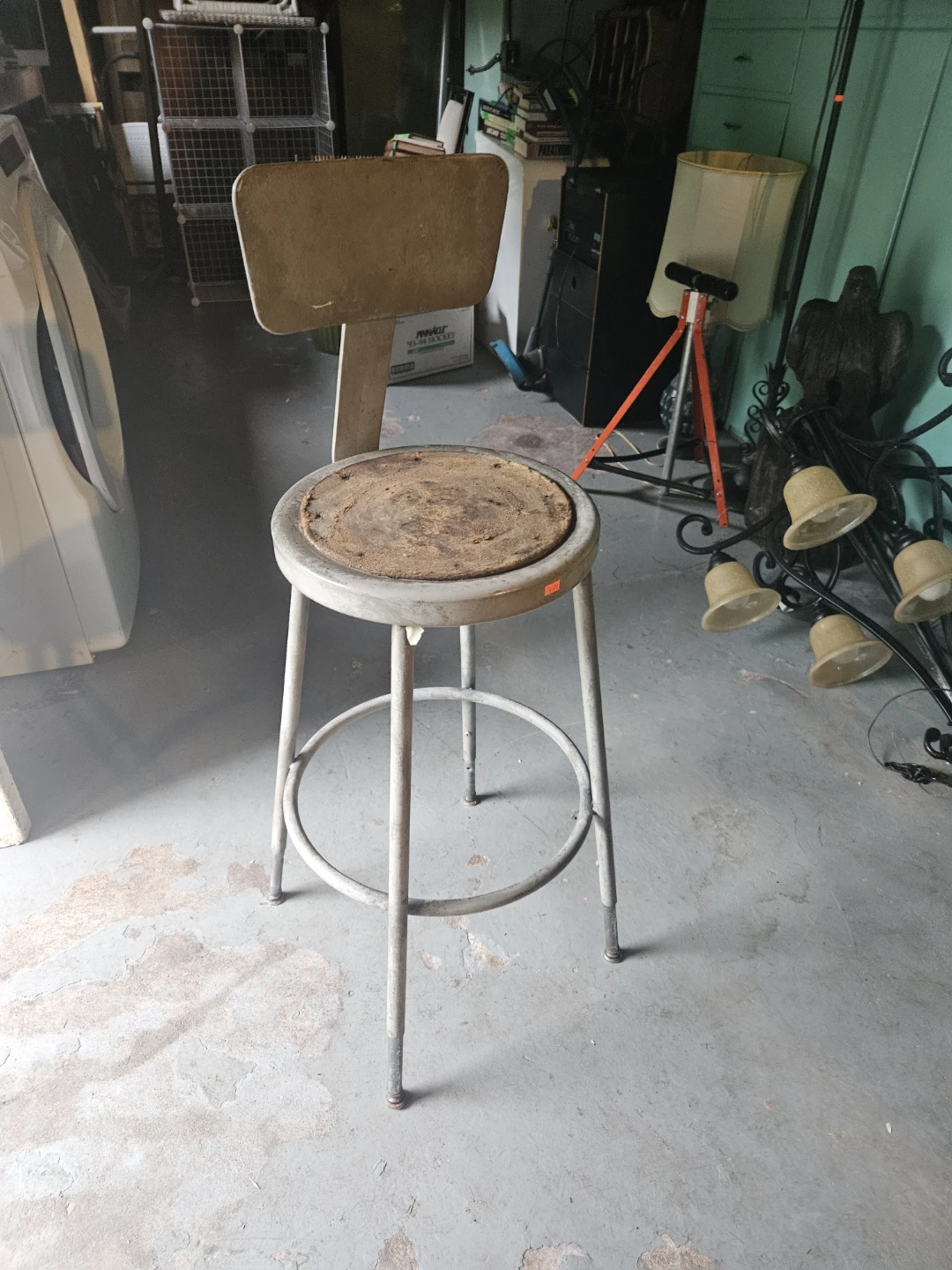Adjustable Metal Stool with Backrest - photo 2