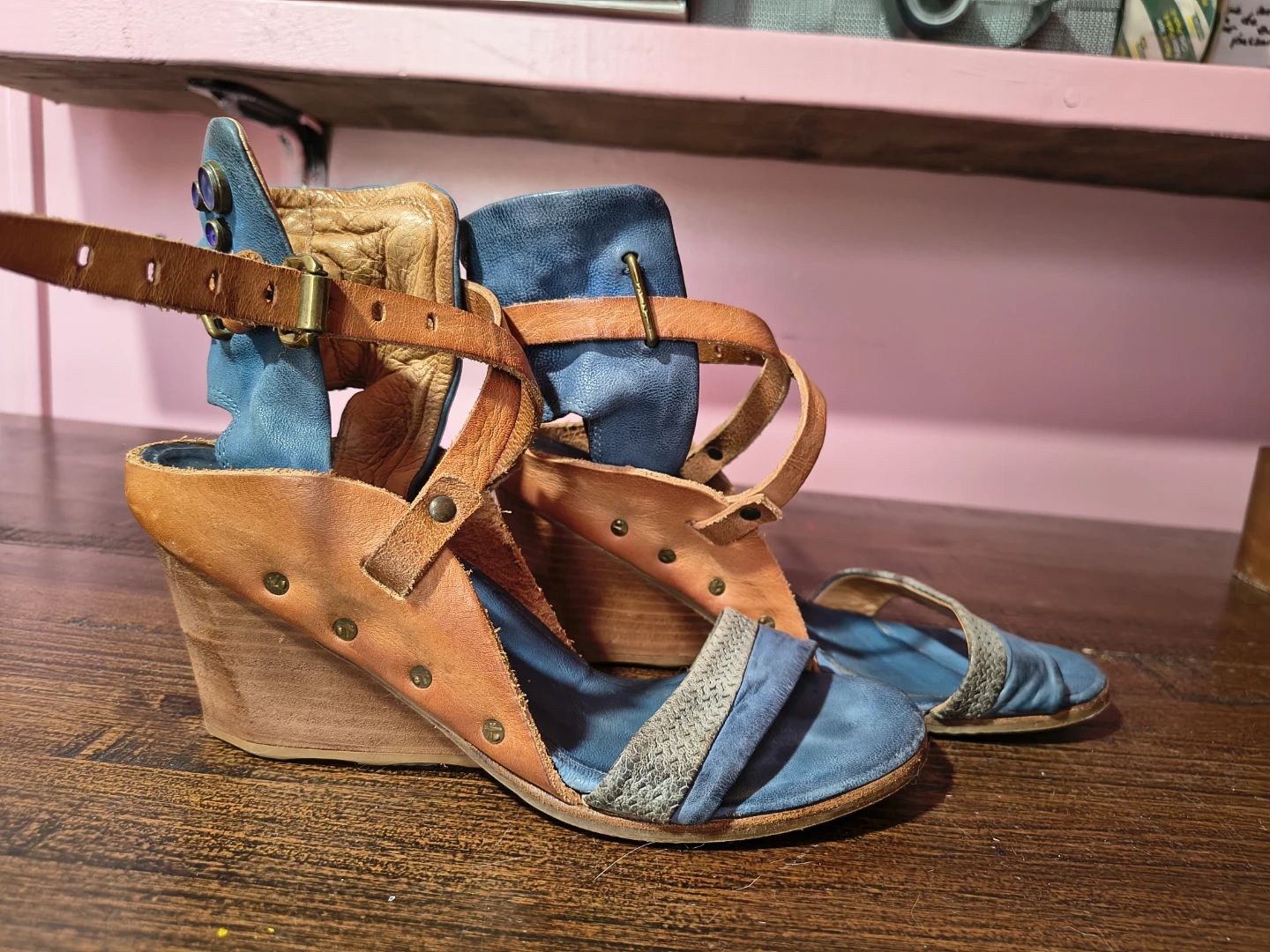 A.S. 98 Tan Blue Leather Slip-On with Teal Insole - photo 4