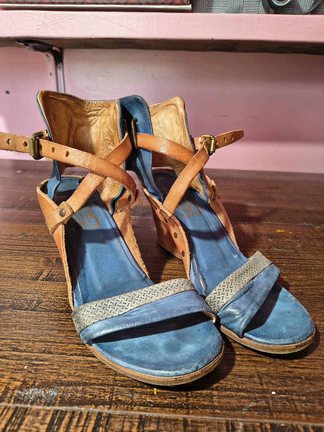 A.S. 98 Tan Blue Leather Slip-On with Teal Insole - photo 5