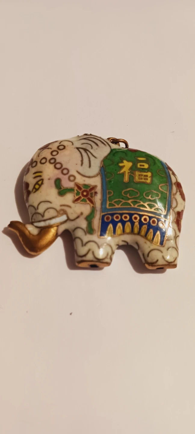 Gorgeous Asian Enamel Cloisonné Lucky Elephant  🐘 Pendant - photo 4