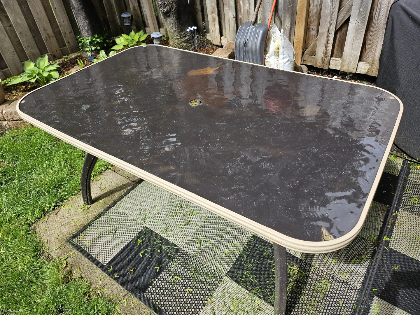 Rectangular Glass Top Patio Table