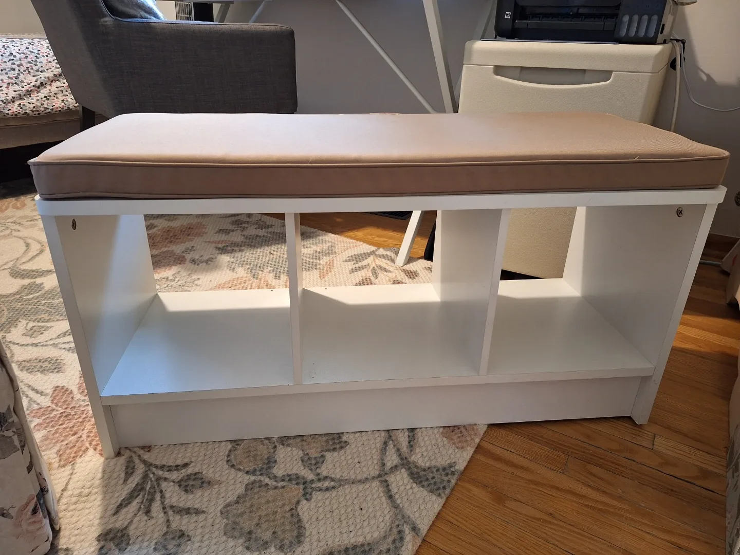White Storage Bench with Cushioned Top - photo 2