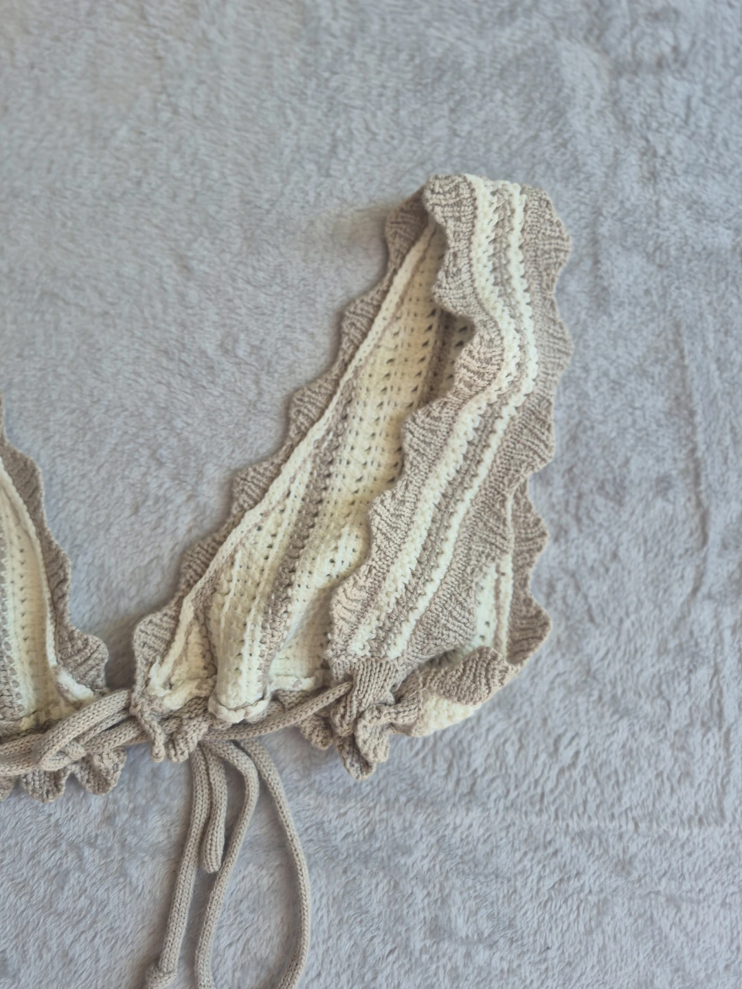 Meshki XS Crocheted Bikini Top - Cream/Tan - photo 4
