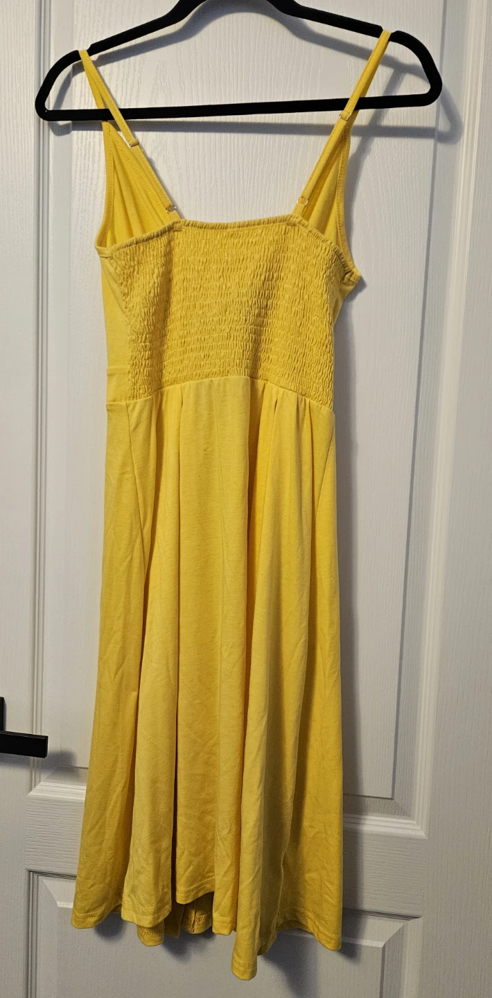 Yellow Tie Front Midi Dress Large - photo 3