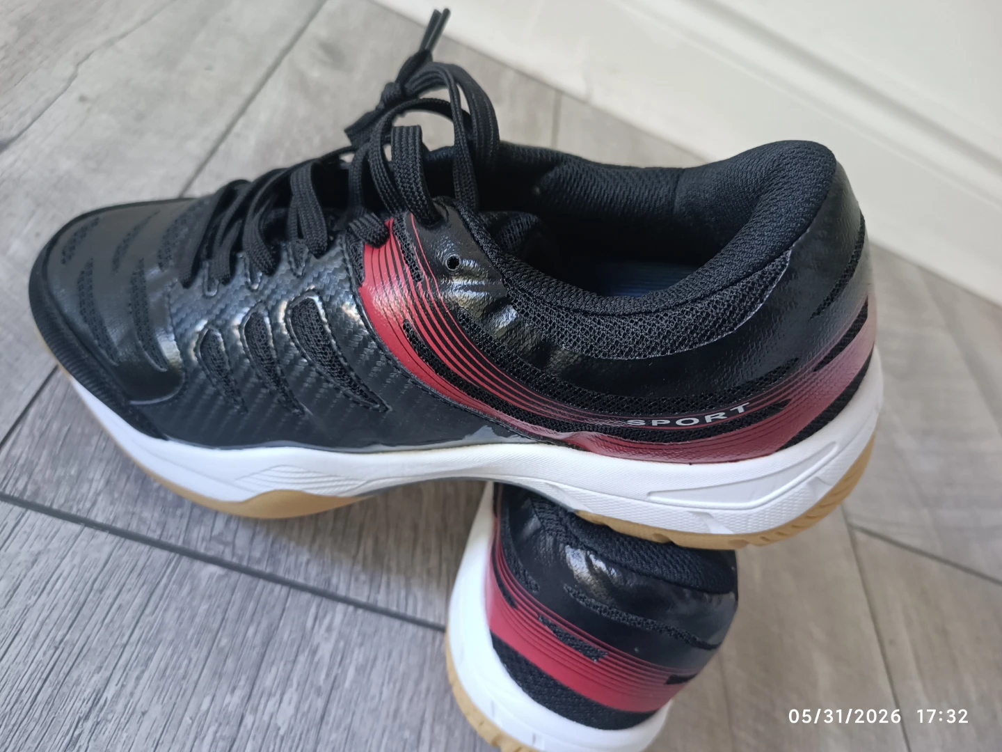Men's Black and Red Sport Shoes - Size 43
