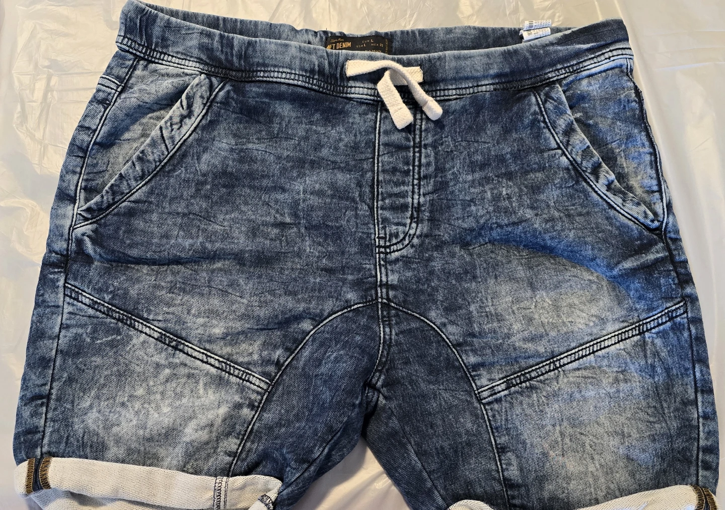 Zara Man Acid Wash Denim Jogger Shorts Size L