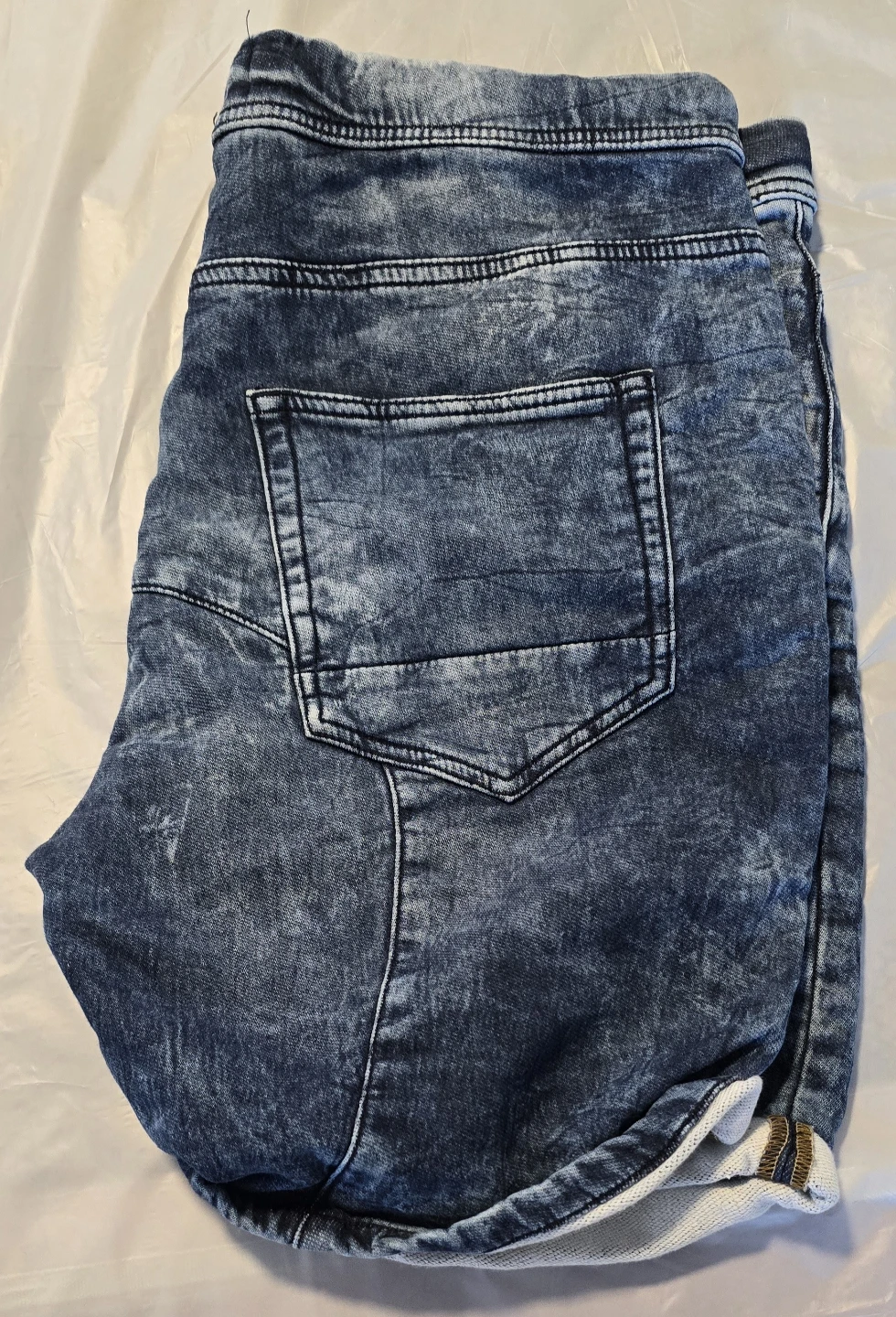 Zara Man Acid Wash Denim Jogger Shorts Size L - photo 4